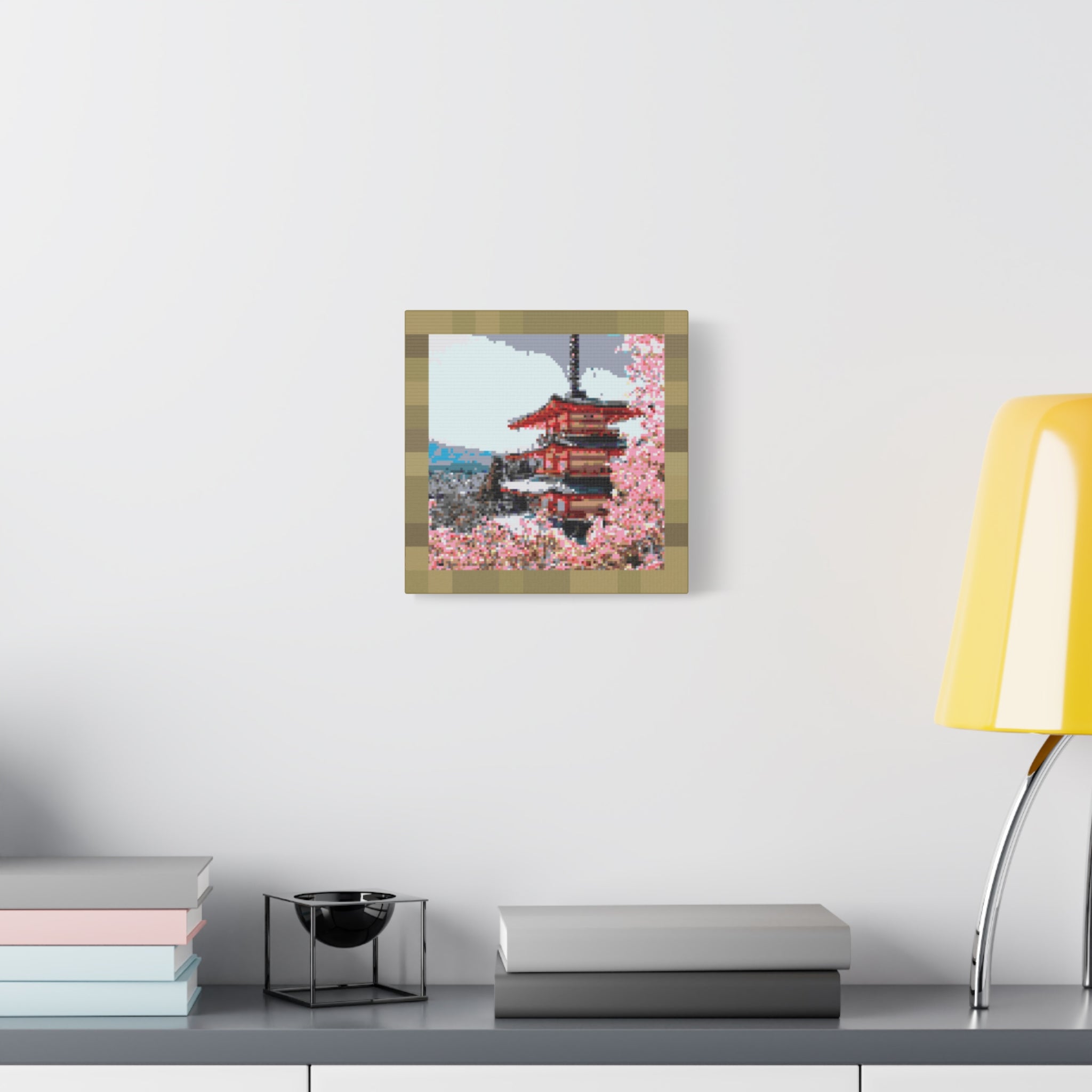 Japanese Cherry Blossom Name Pixel-Style Matte Canvas Print