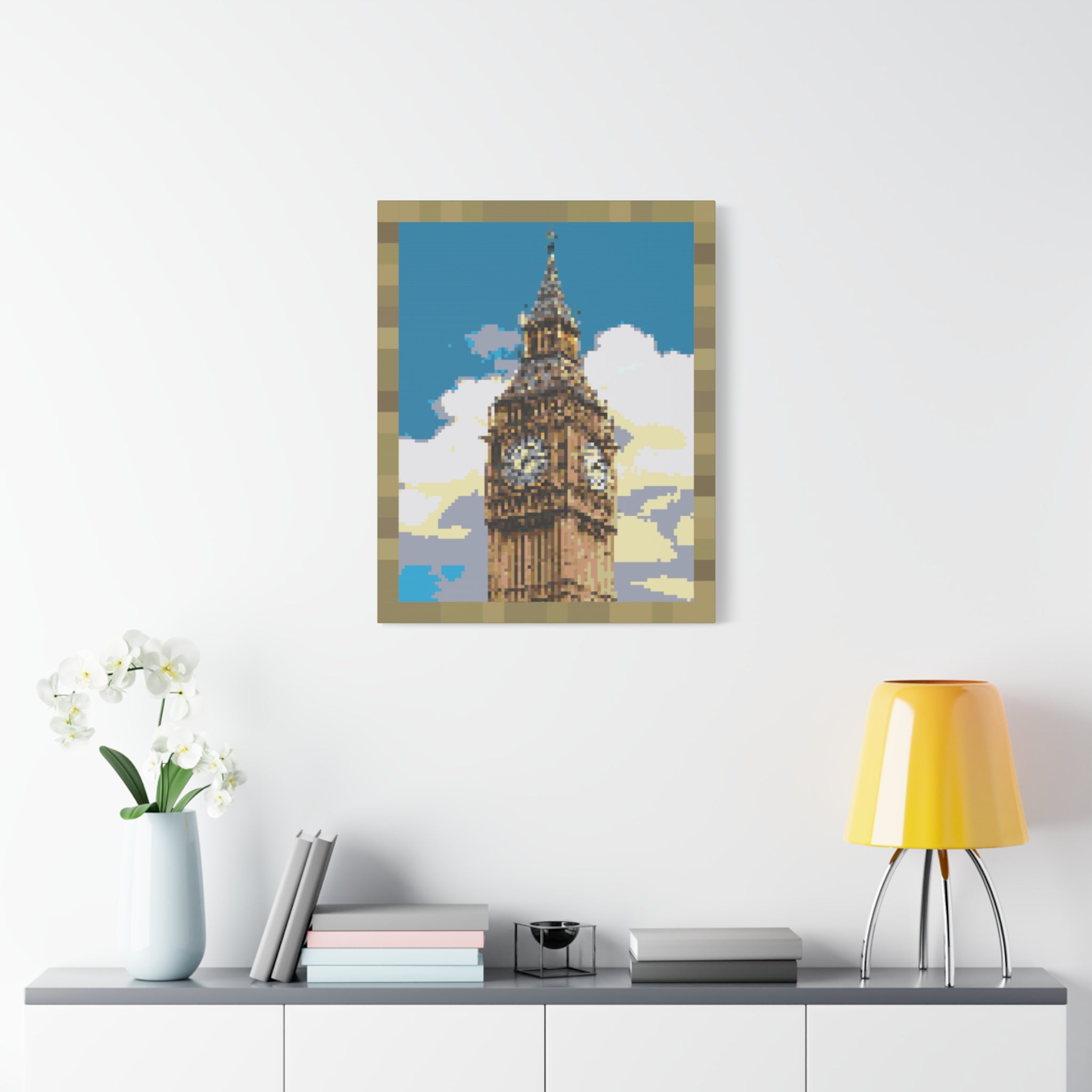 Big Ben Pixel-Style Matte Canvas Print