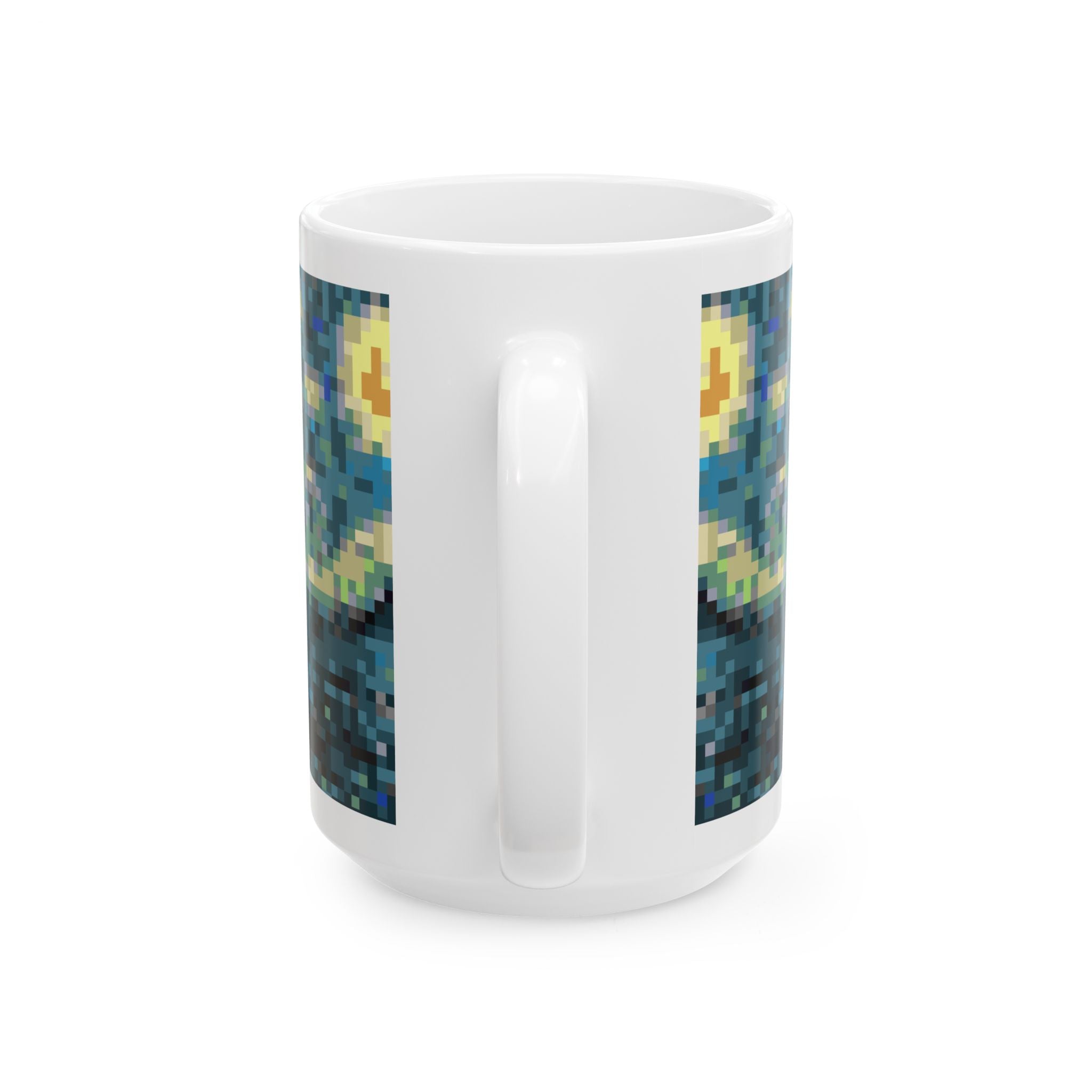 Starry Night Pixel-Style Ceramic Mug (11oz/15oz)