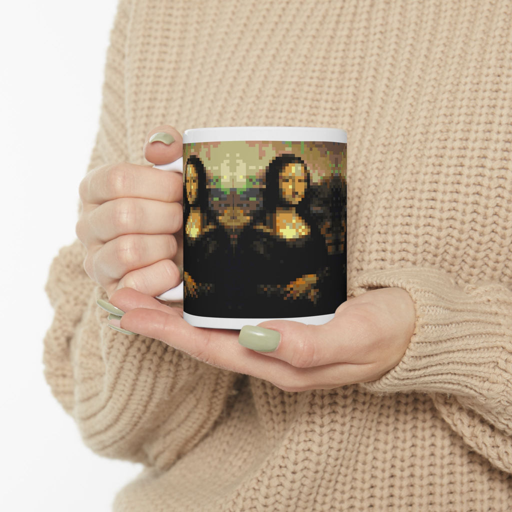 Mona Lisa Pixel-Style Ceramic Mug (11oz/15oz)
