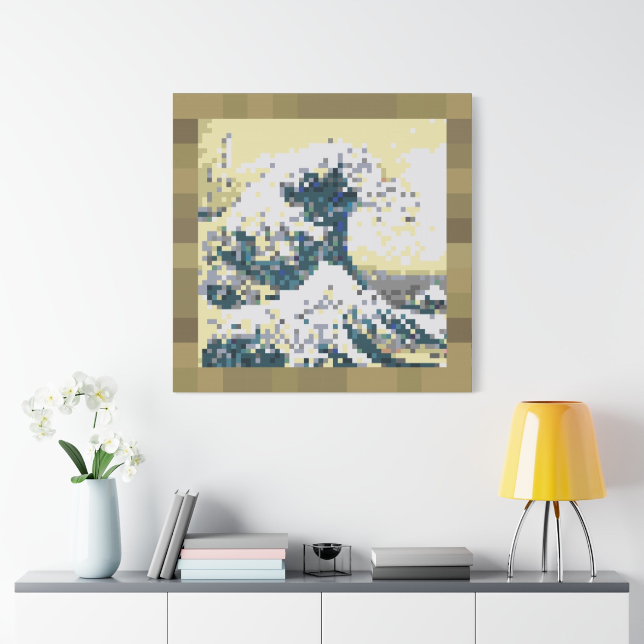 The Great Wave Pixel-Style Matte Canvas Print