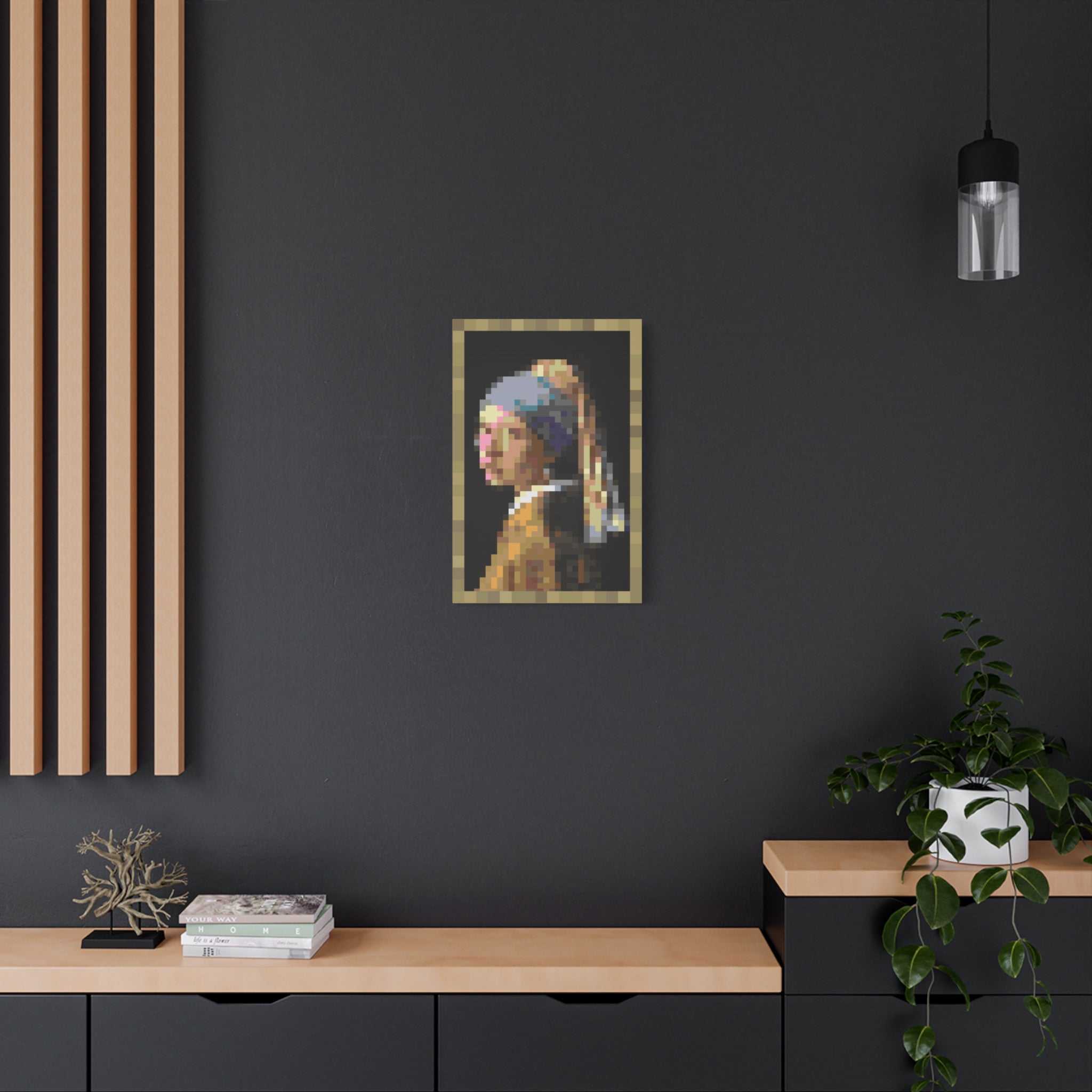 Girl with a Pearl Earring Pixel-Style Matte Canvas Print