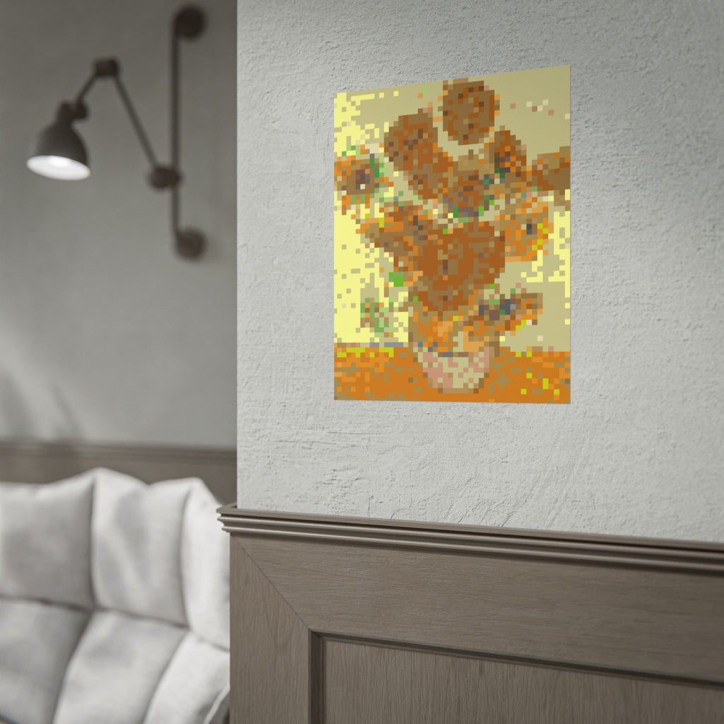 Sunflowers Pixel-Style Rolled Art Print