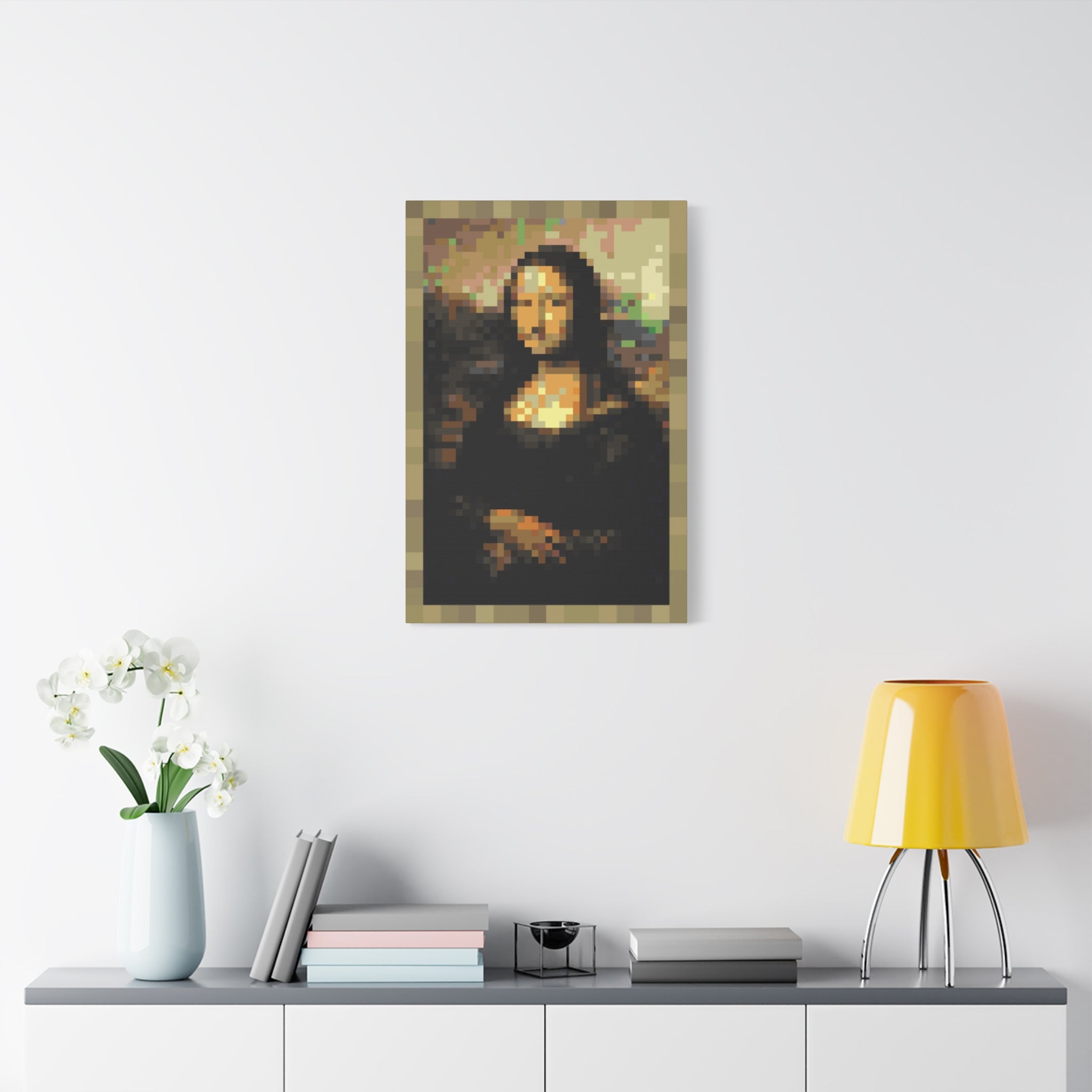 Mona Lisa Pixel-Style Matte Canvas Print