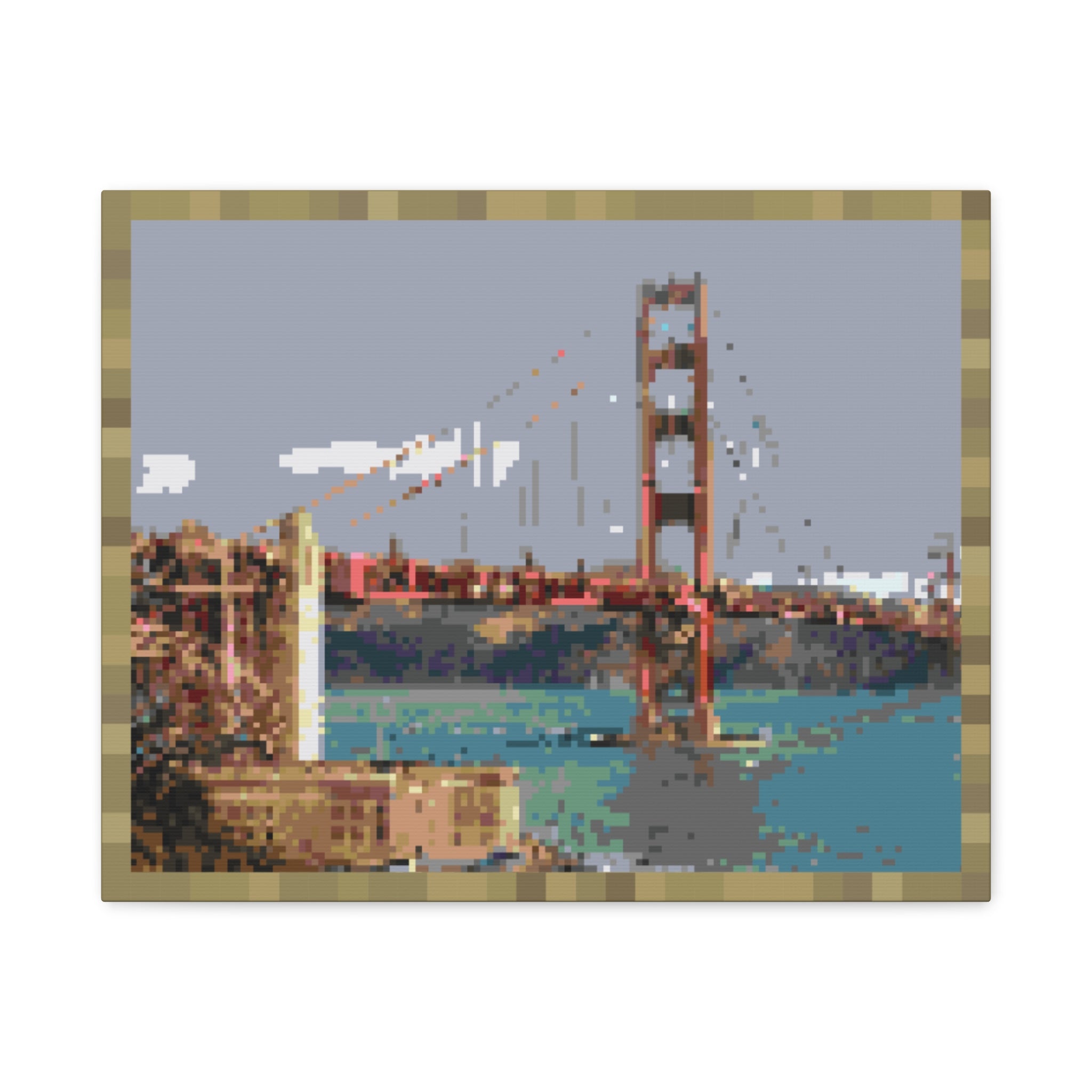 Golden Gate Bridge Pixel-Style Matte Canvas Print