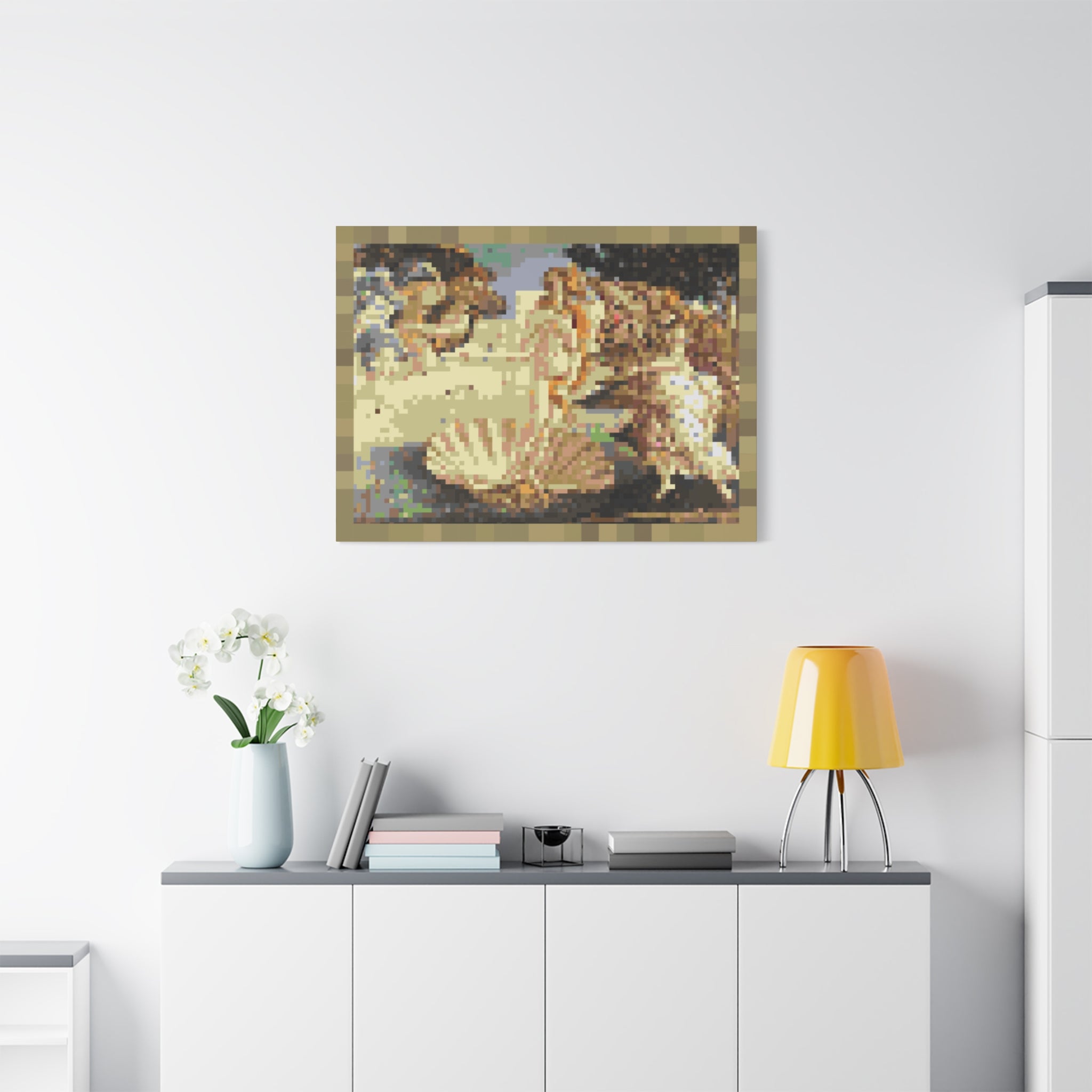 The Birth of Venus Pixel-Style Matte Canvas Print