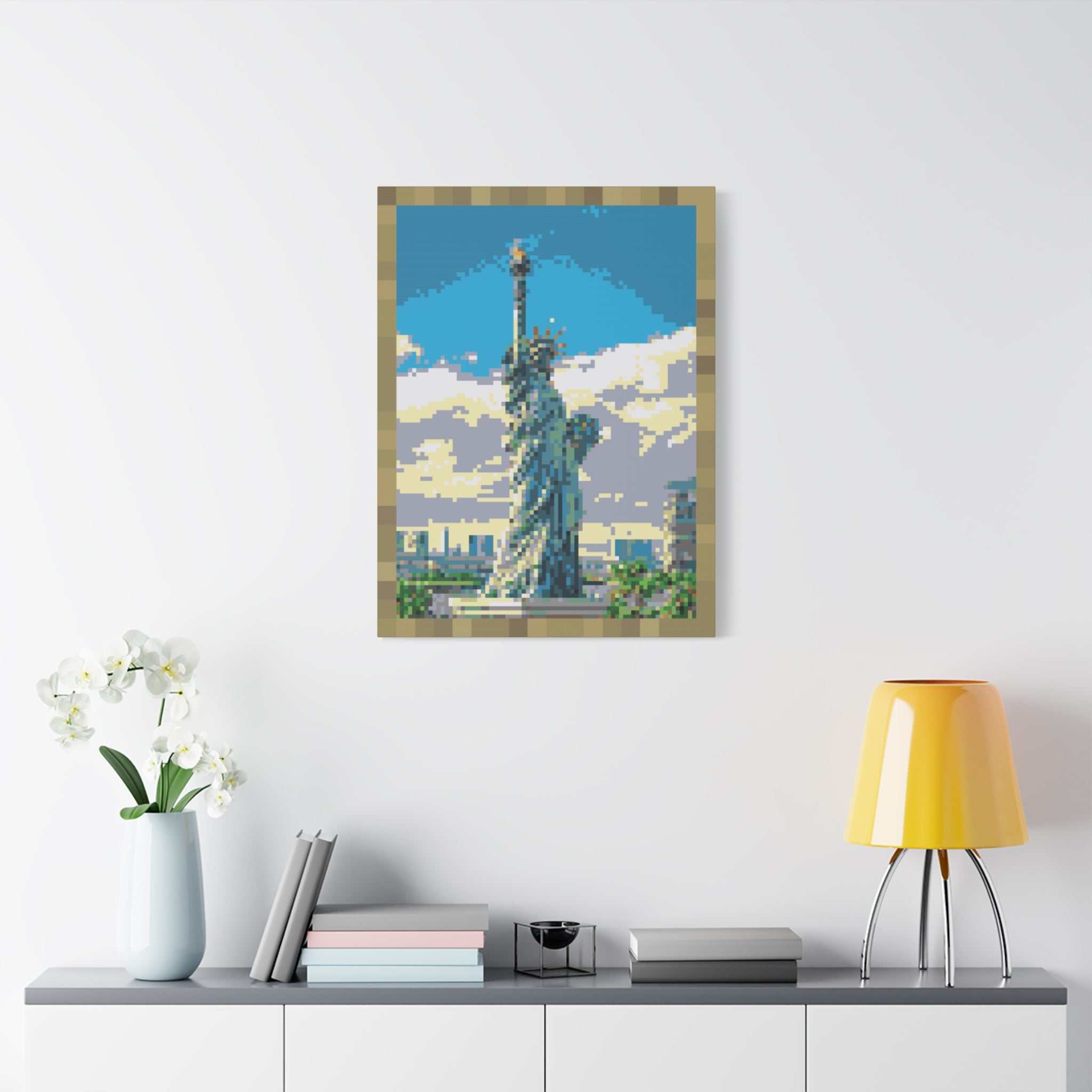 Statue of Liberty Pixel-Style Matte Canvas Print