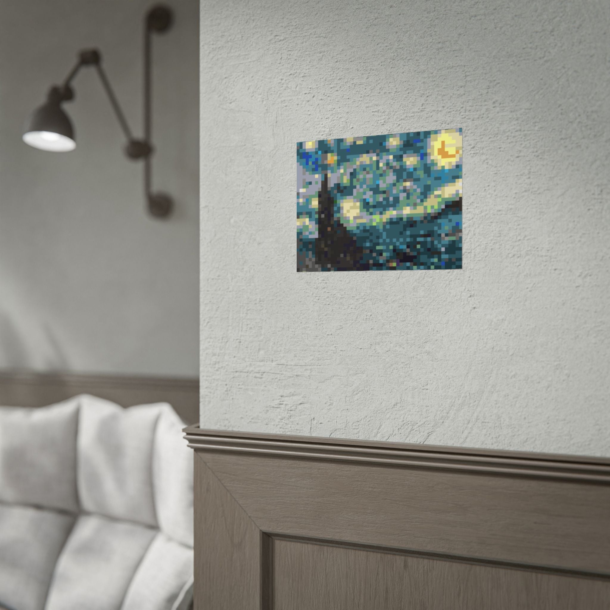 Starry Night Pixel-Style Rolled Art Print