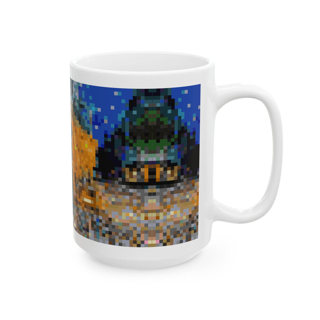 Cafe Terrace at Night Pixel-Style Ceramic Mug (11oz/15oz)