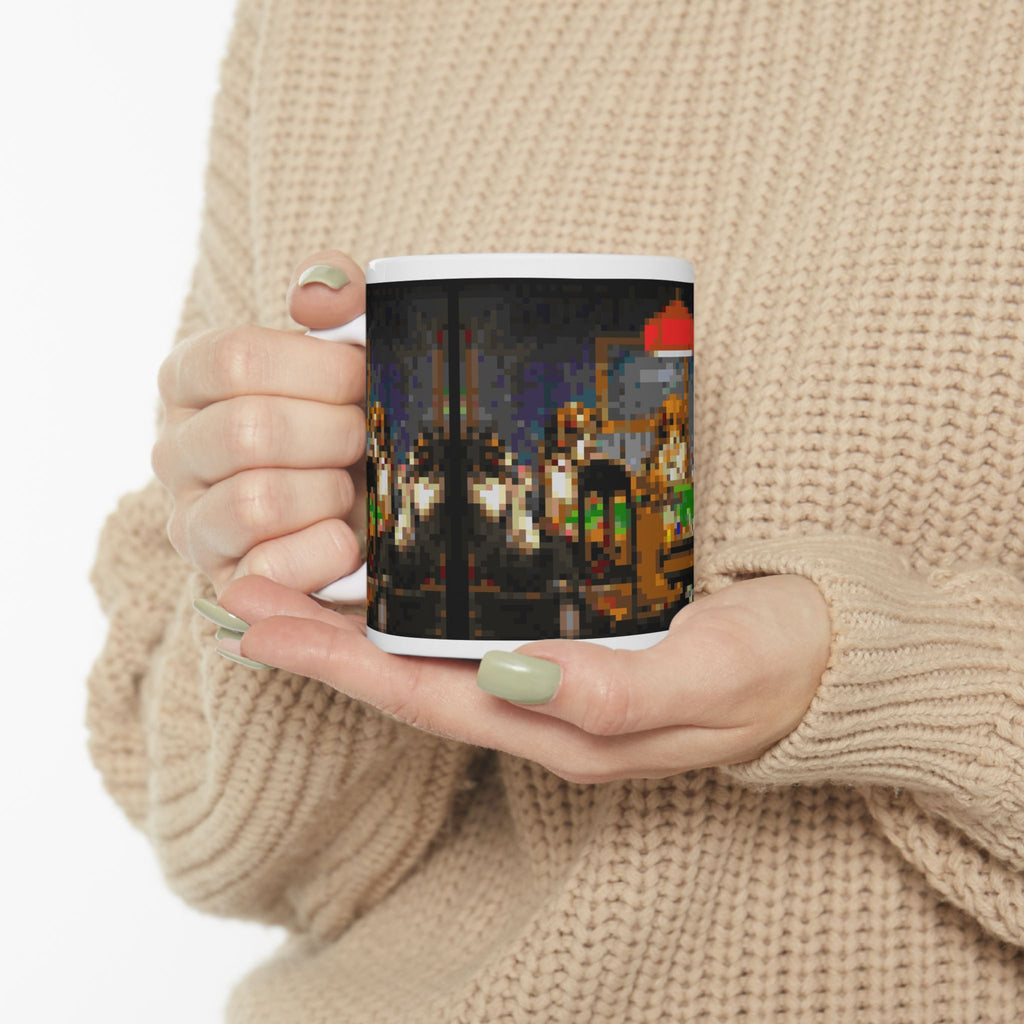 Dogs Playing Poker Pixel-Style Ceramic Mug (11oz/15oz)