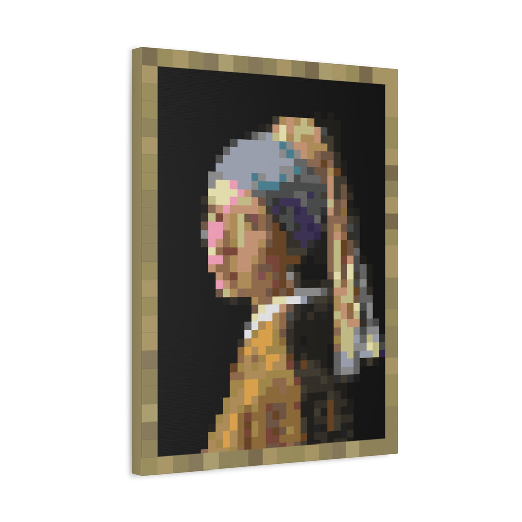 Girl with a Pearl Earring Pixel-Style Matte Canvas Print