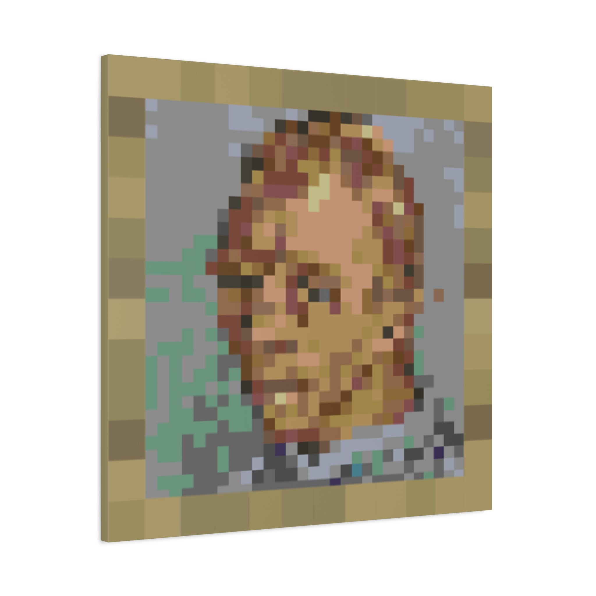 L'artiste Sans Barbe Pixel-Style Matte Canvas Print