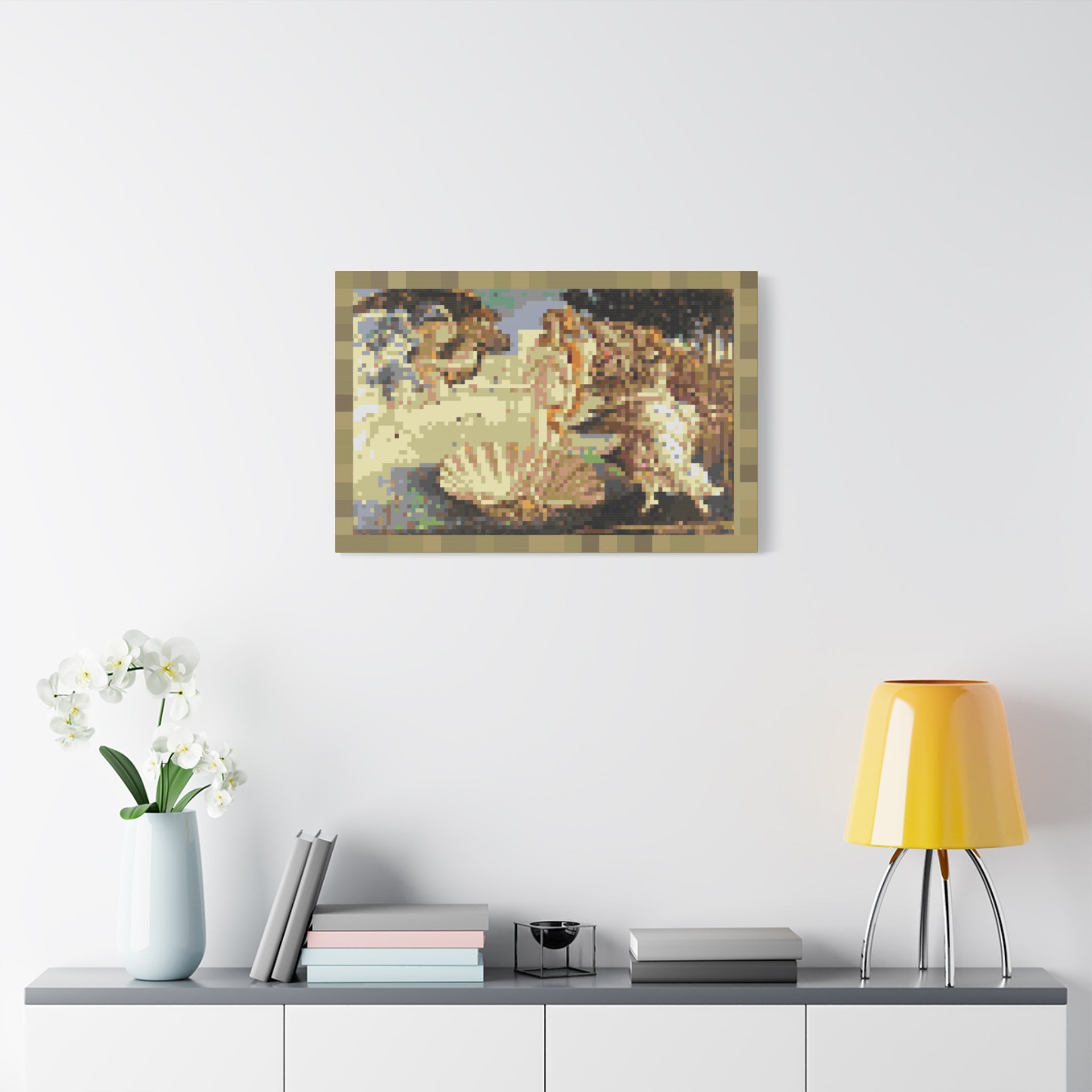 The Birth of Venus Pixel-Style Matte Canvas Print