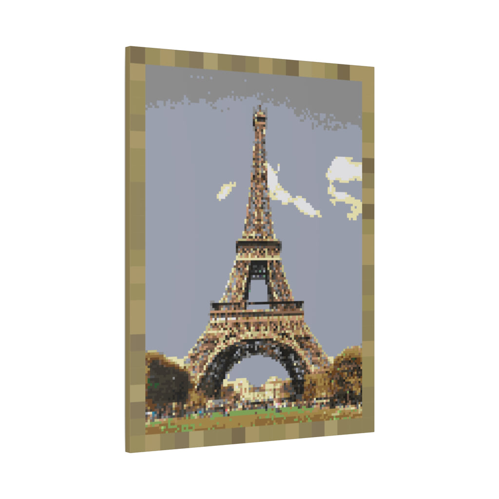 Eiffel Tower Pixel-Style Matte Canvas Print