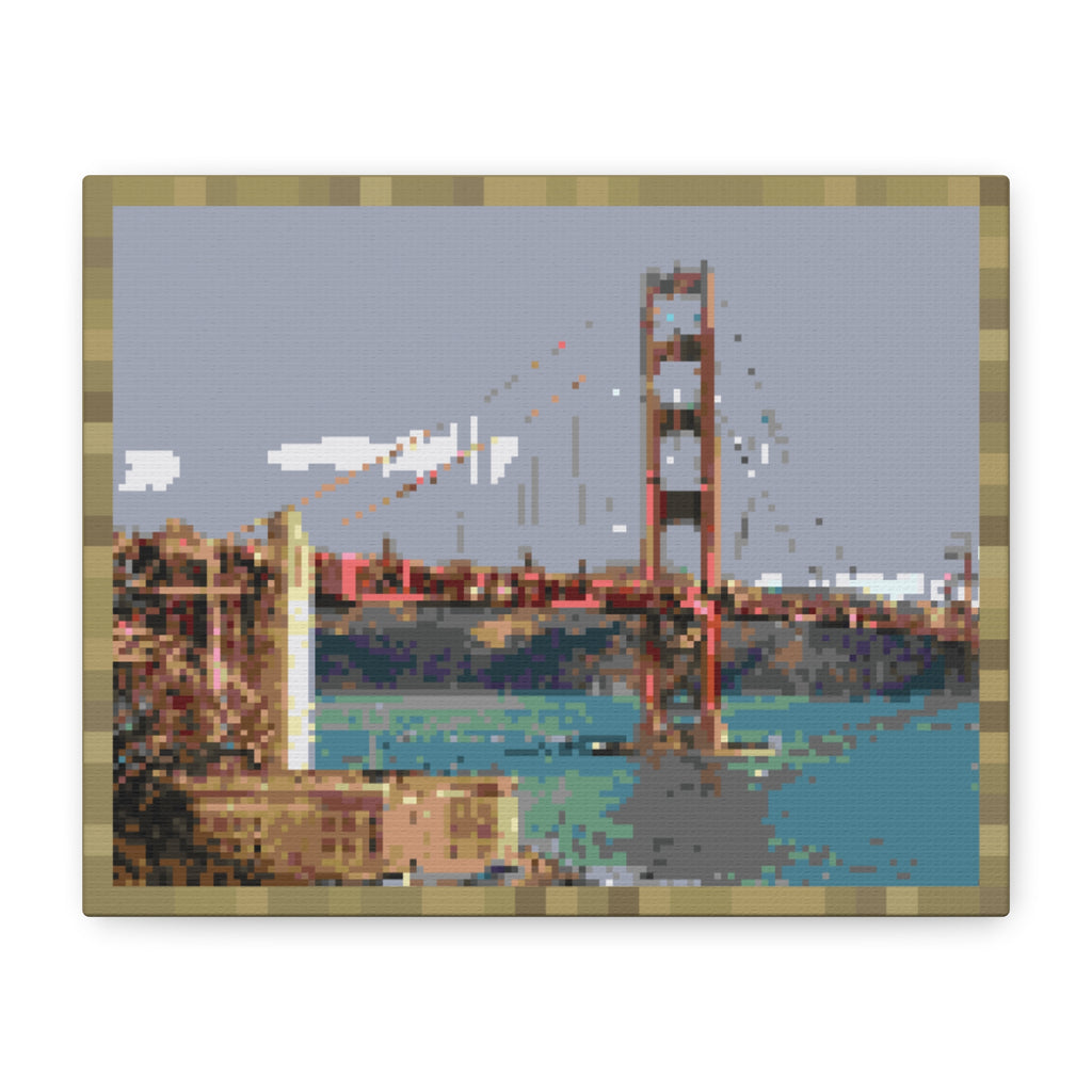 Golden Gate Bridge Pixel-Style Matte Canvas Print