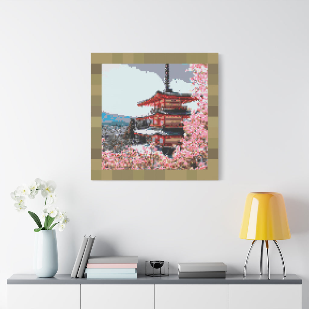 Japanese Cherry Blossom Name Pixel-Style Matte Canvas Print