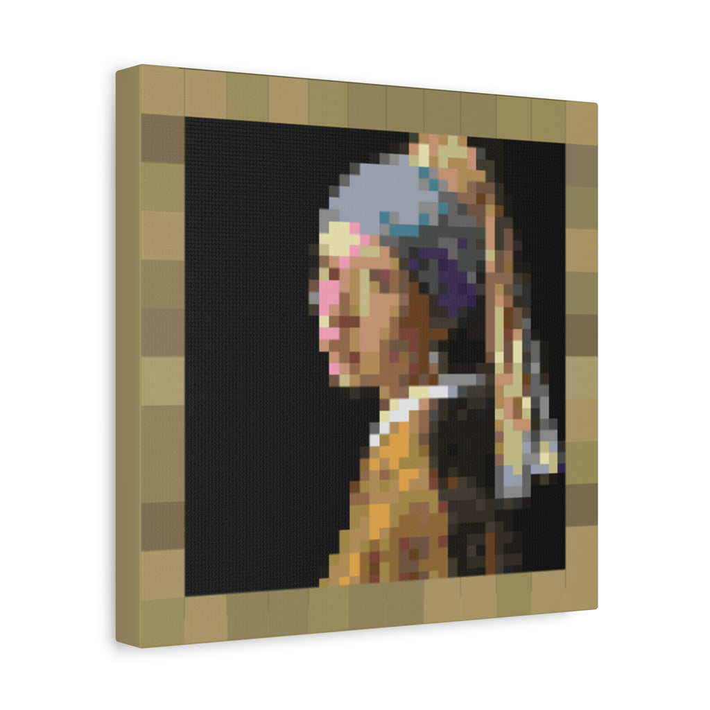 Girl with a Pearl Earring Pixel-Style Matte Canvas Print