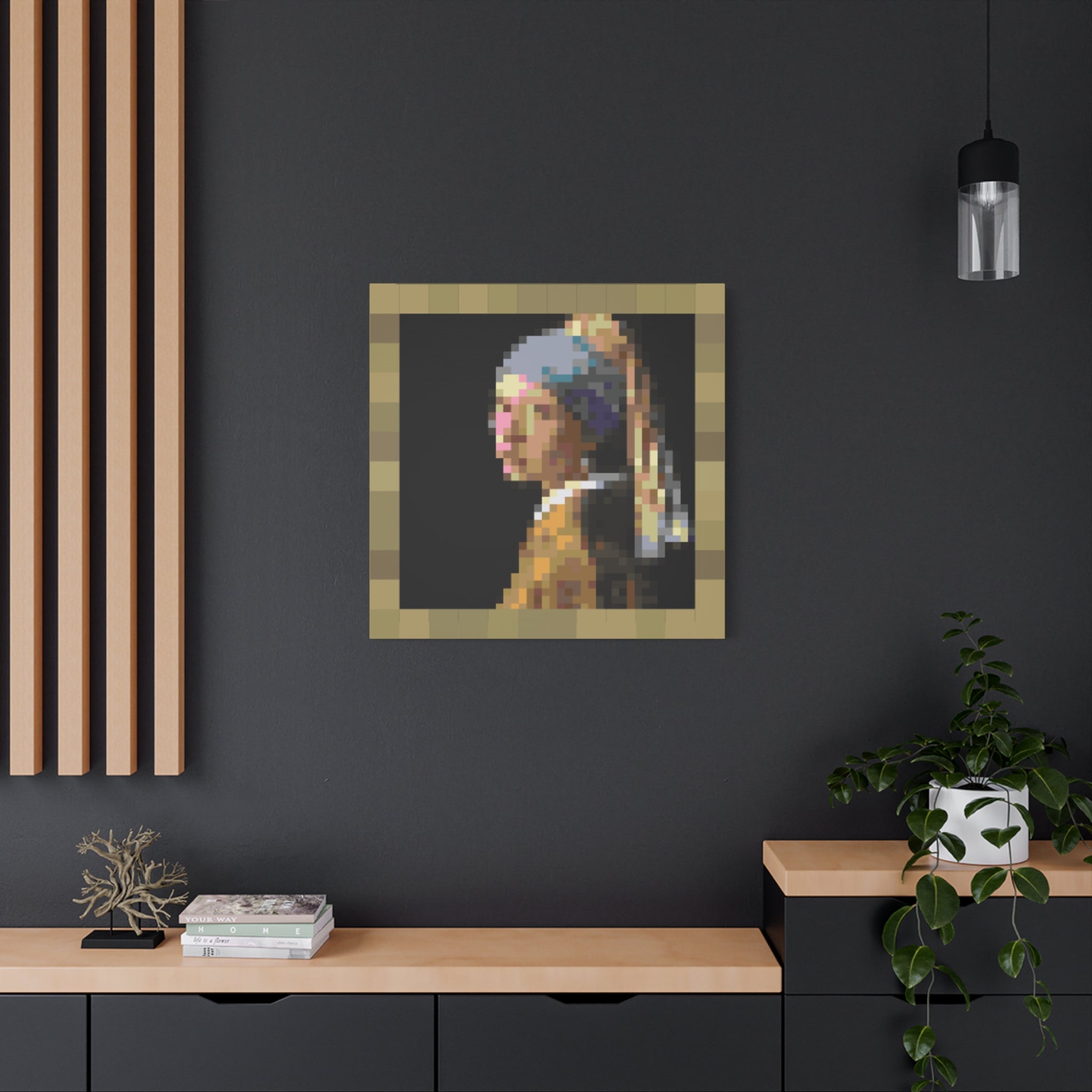 Girl with a Pearl Earring Pixel-Style Matte Canvas Print
