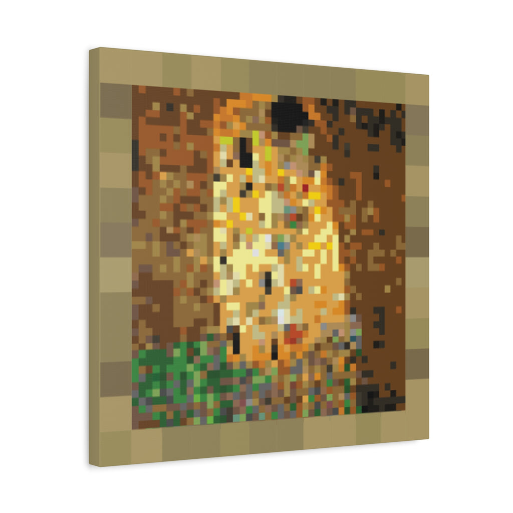 The Kiss Pixel-Style Matte Canvas Print