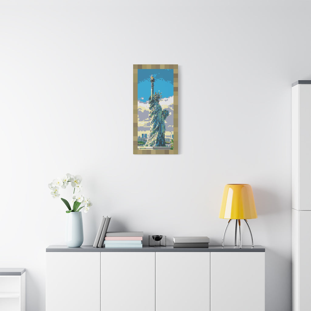 Statue of Liberty Pixel-Style Matte Canvas Print