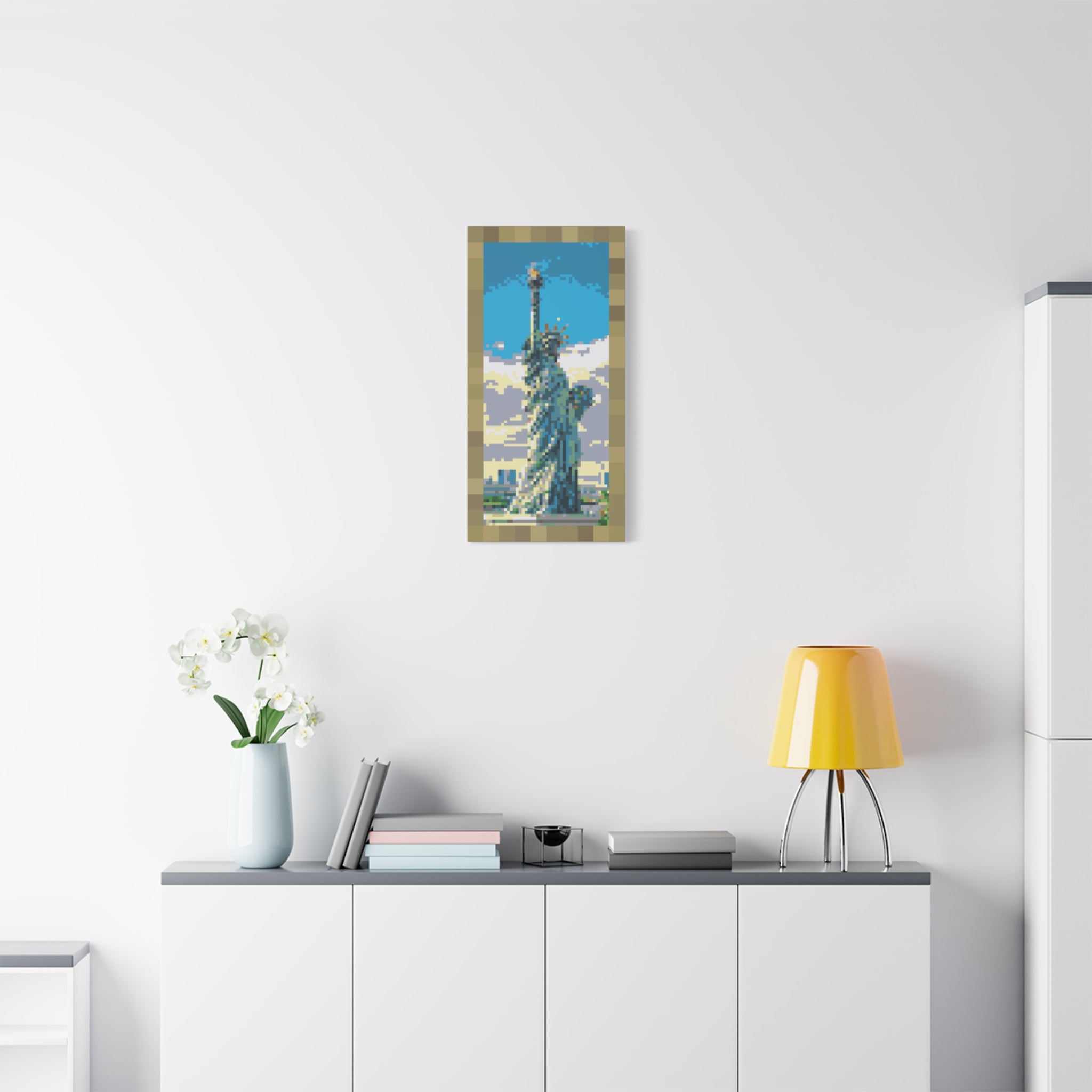 Statue of Liberty Pixel-Style Matte Canvas Print