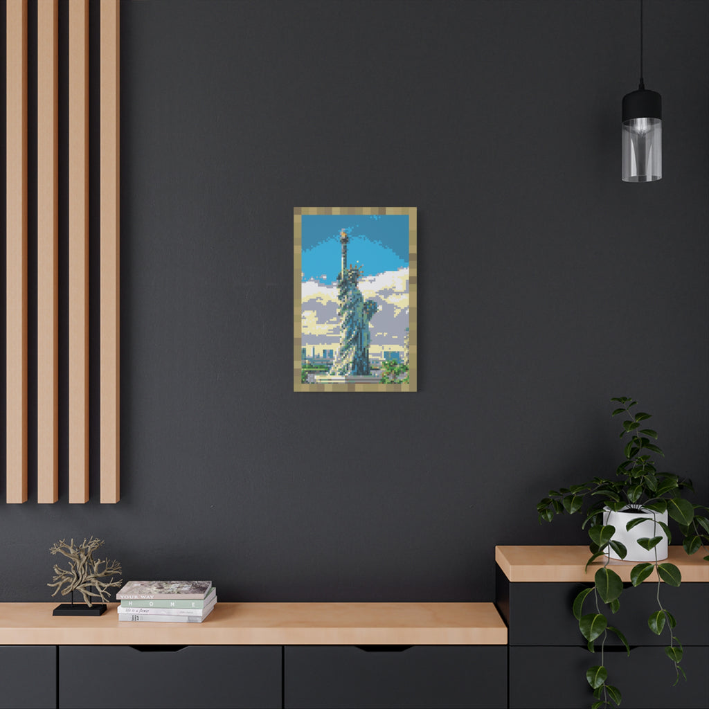 Statue of Liberty Pixel-Style Matte Canvas Print