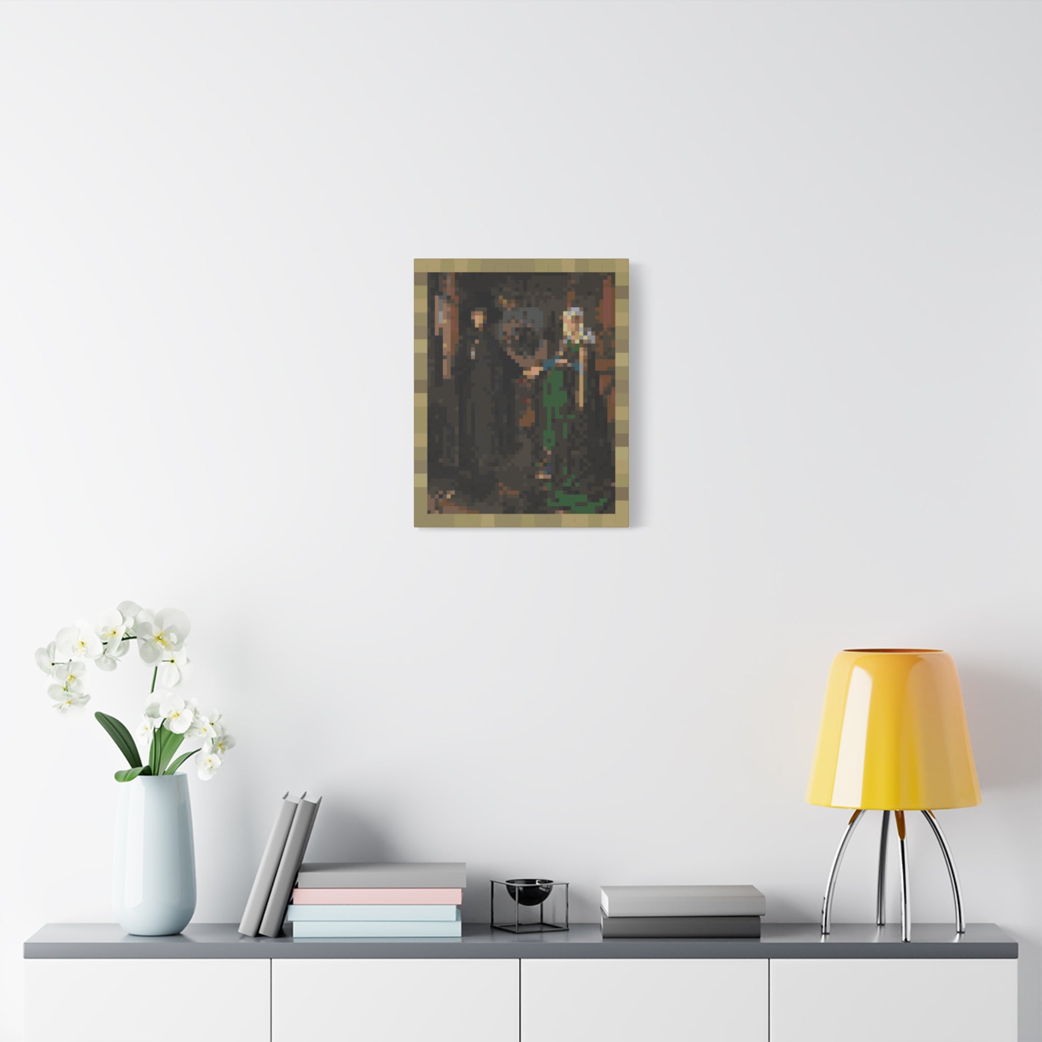 The Arnolfini Portrait Pixel-Style Matte Canvas Print