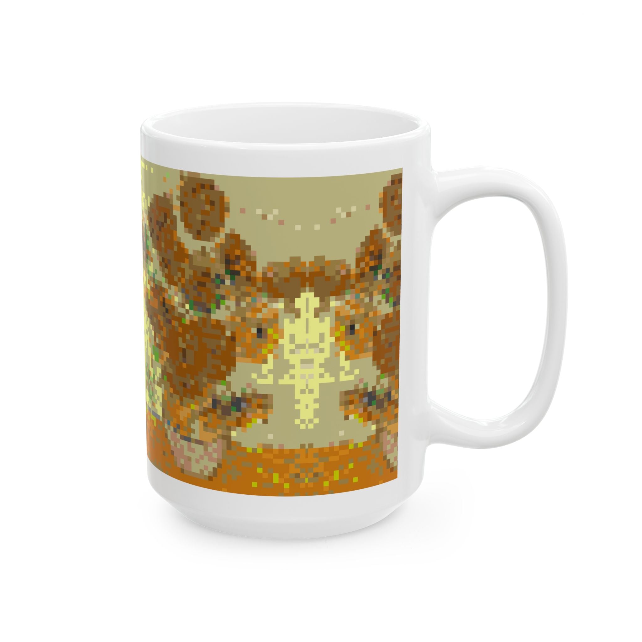 Sunflowers Pixel-Style Ceramic Mug (11oz/15oz)