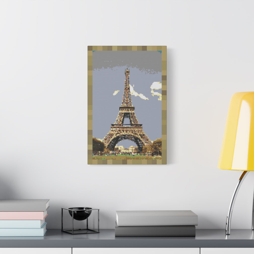 Eiffel Tower Pixel-Style Matte Canvas Print