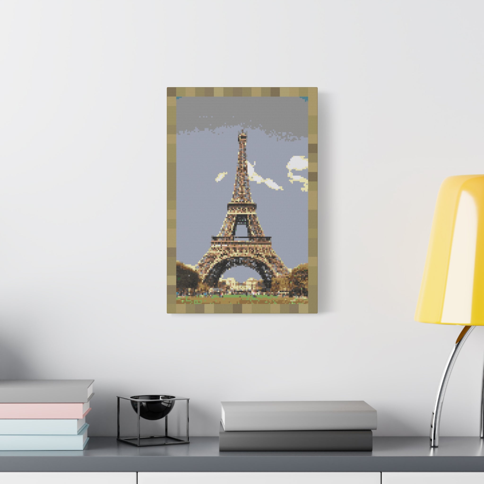 Eiffel Tower Pixel-Style Matte Canvas Print