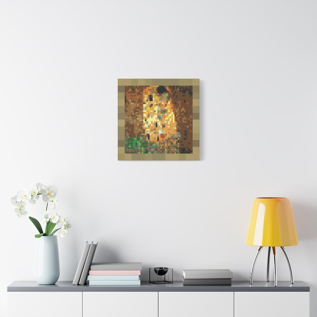 The Kiss Pixel-Style Matte Canvas Print