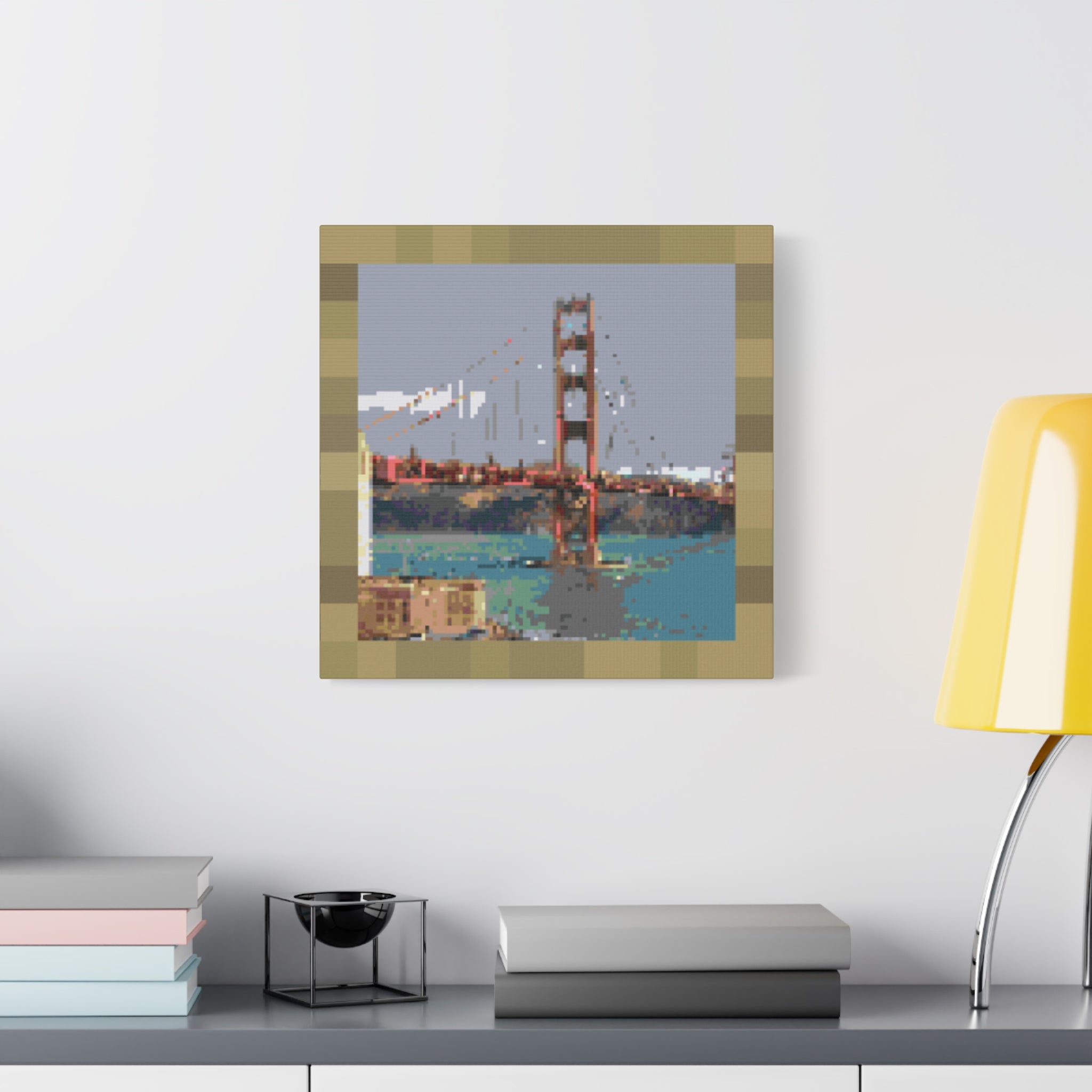 Golden Gate Bridge Pixel-Style Matte Canvas Print