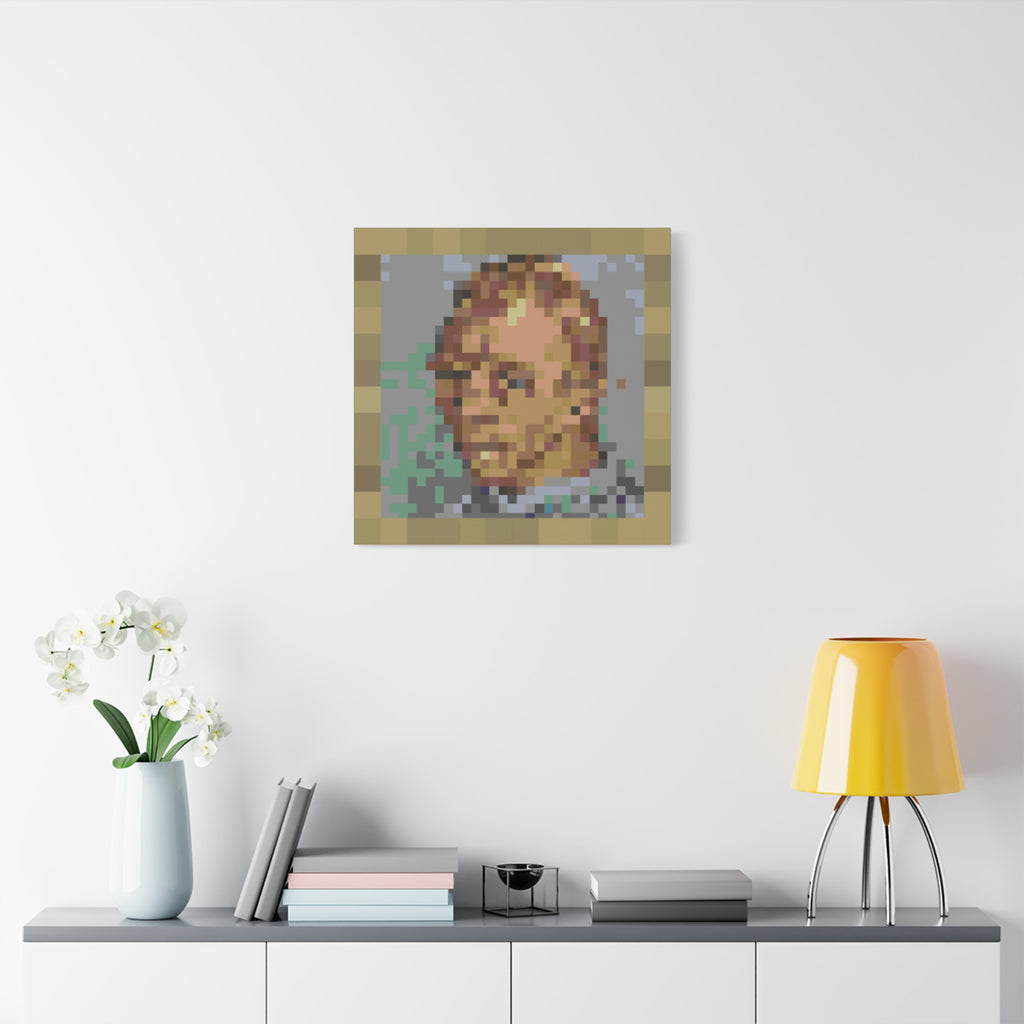 L'artiste Sans Barbe Pixel-Style Matte Canvas Print