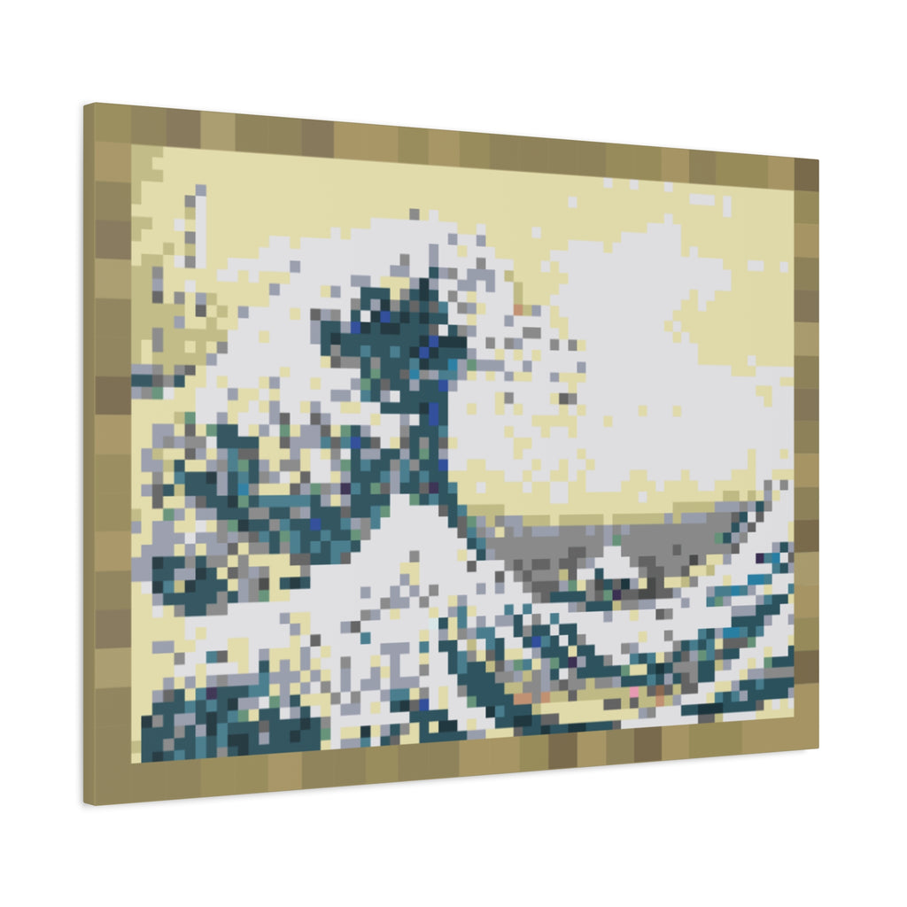 The Great Wave Pixel-Style Matte Canvas Print