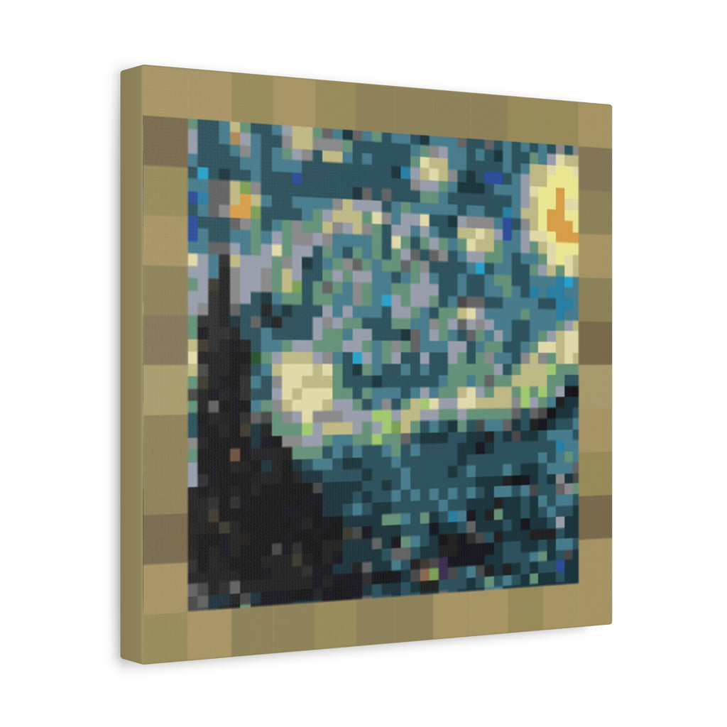 Starry Night Pixel-Style Matte Canvas Print