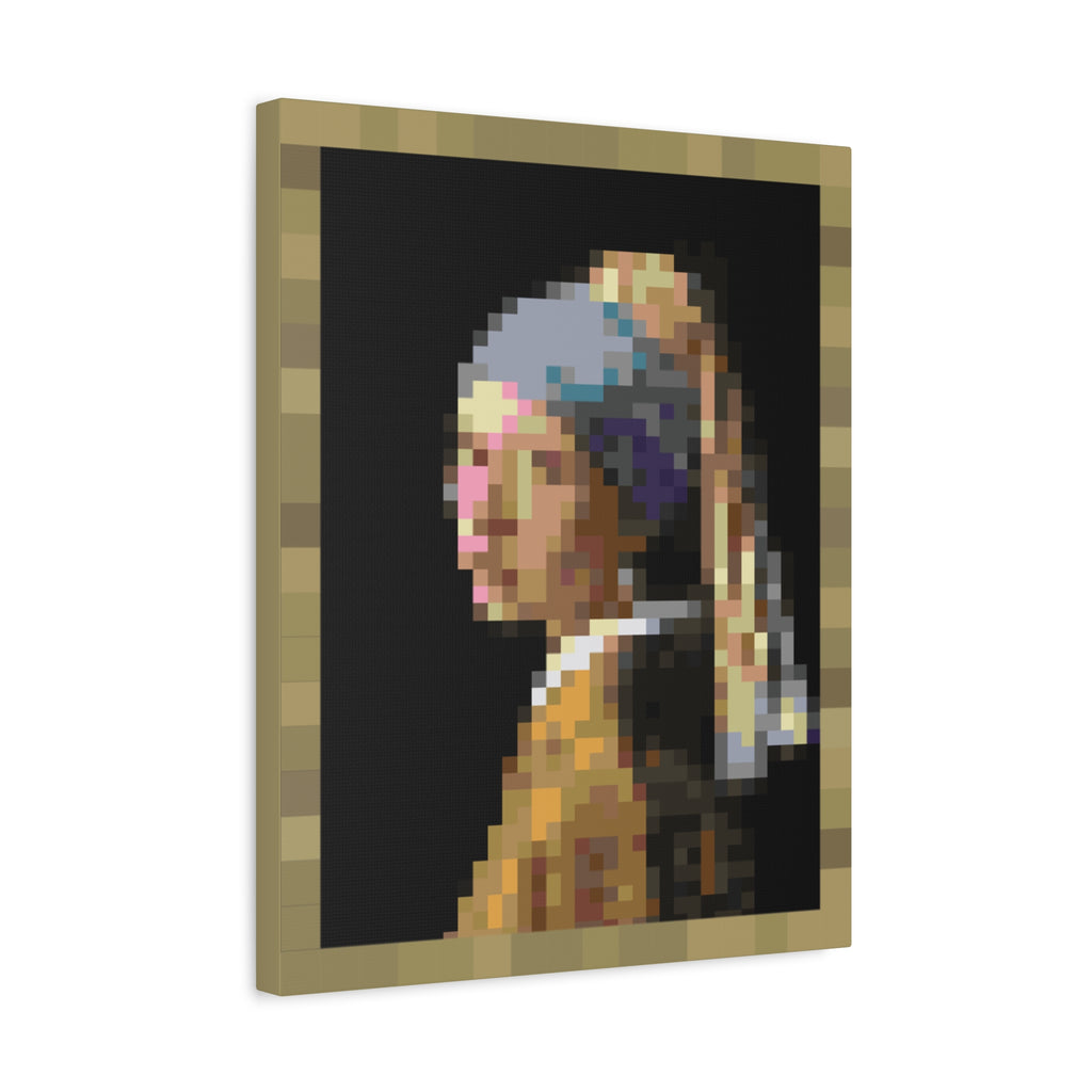 Girl with a Pearl Earring Pixel-Style Matte Canvas Print