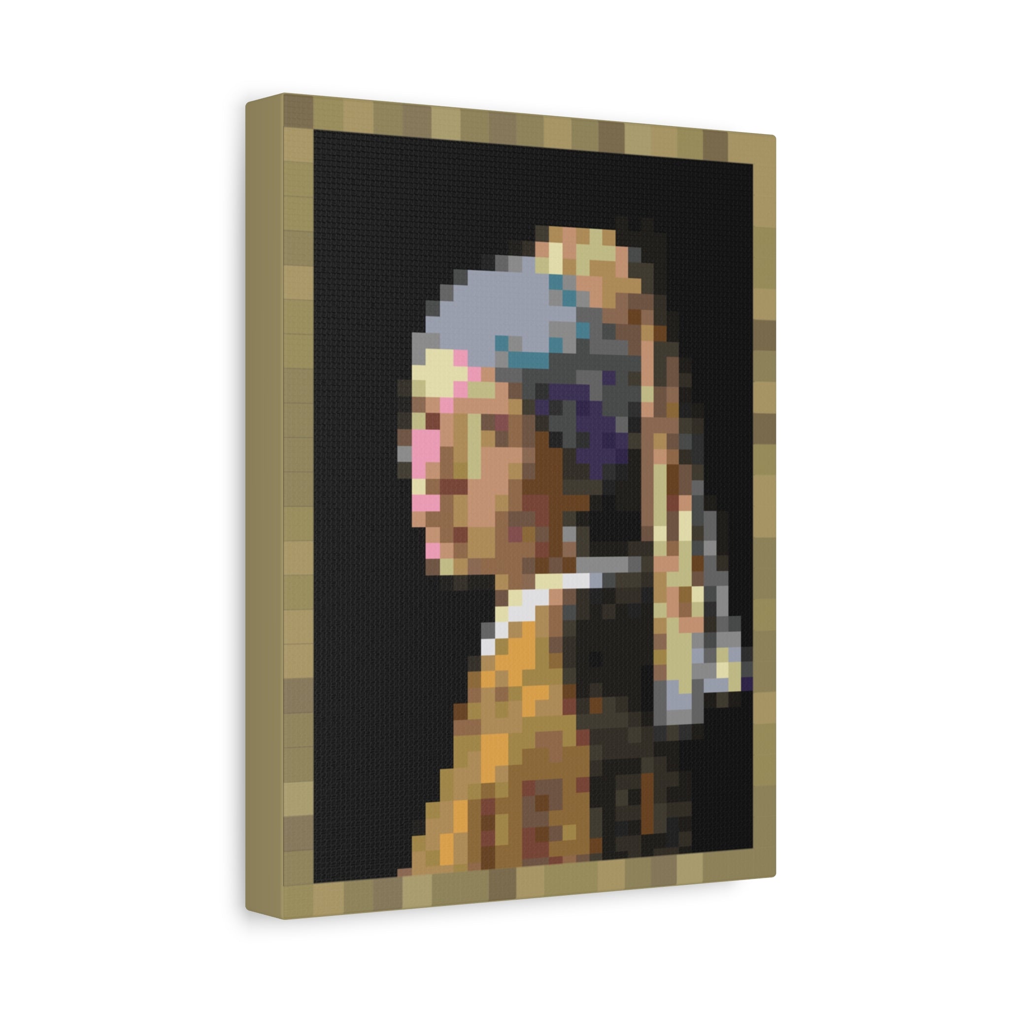 Girl with a Pearl Earring Pixel-Style Matte Canvas Print