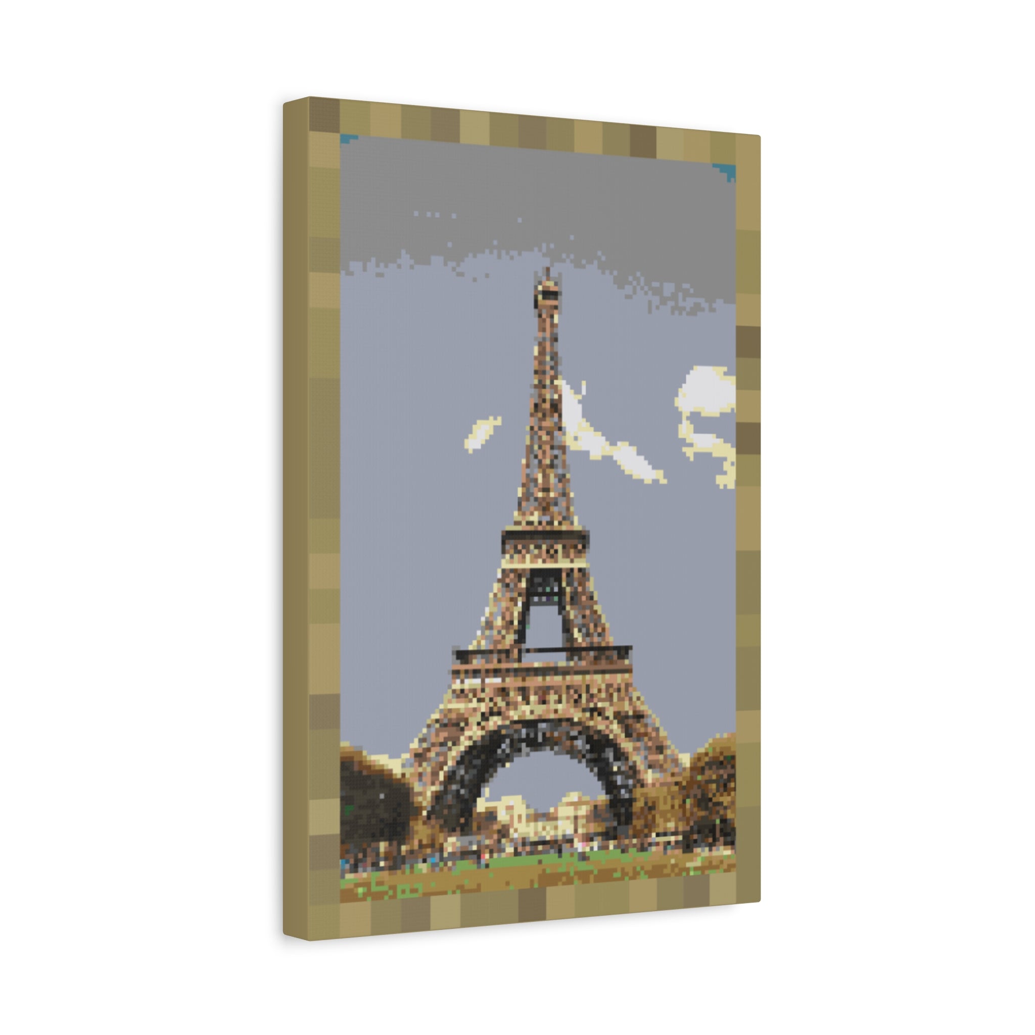 Eiffel Tower Pixel-Style Matte Canvas Print
