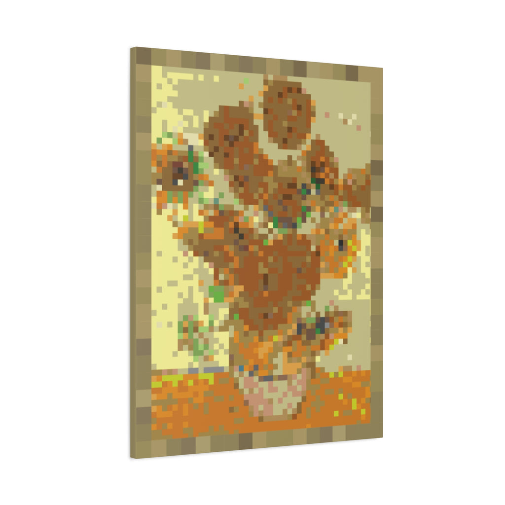 Sunflowers Pixel-Style Matte Canvas Print