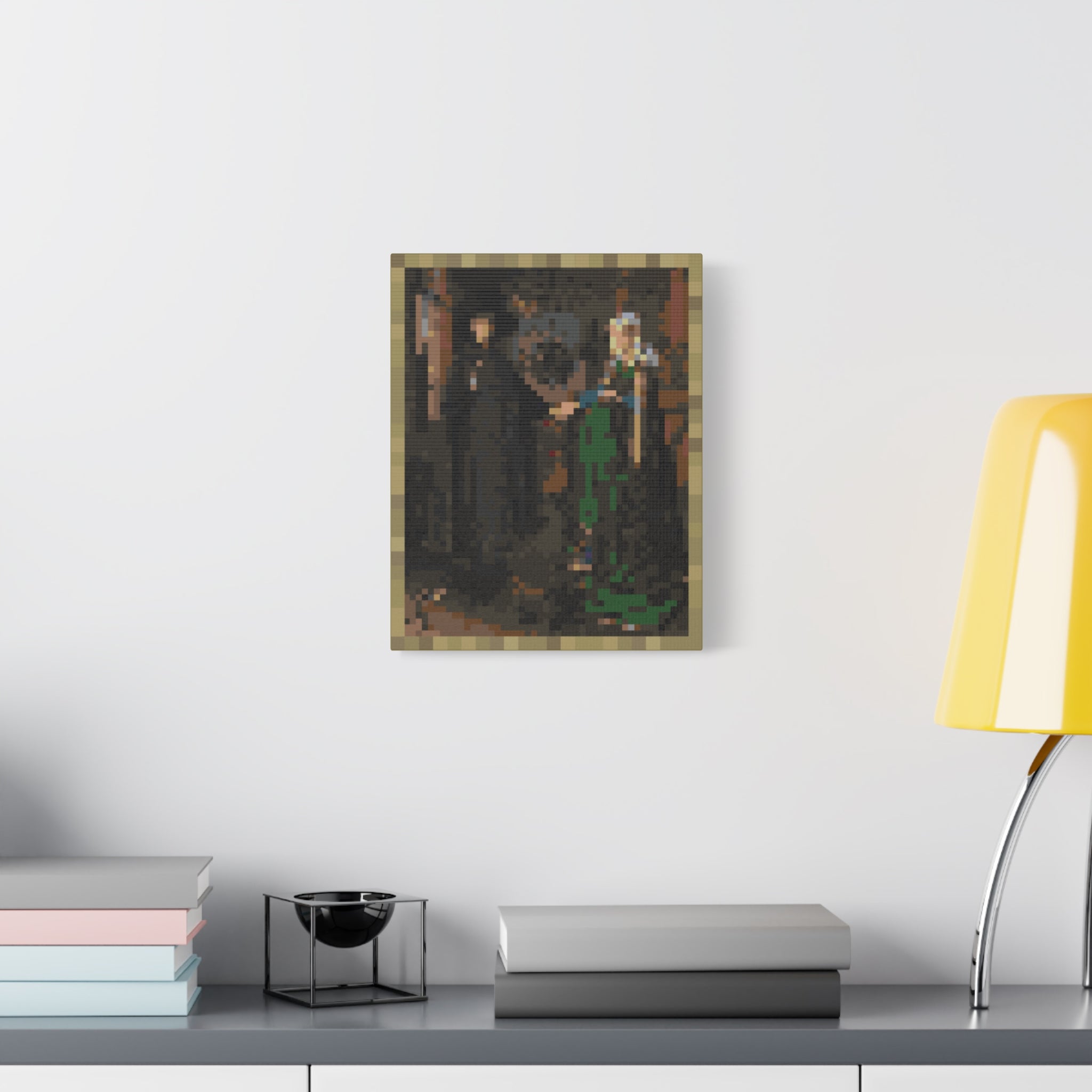 The Arnolfini Portrait Pixel-Style Matte Canvas Print