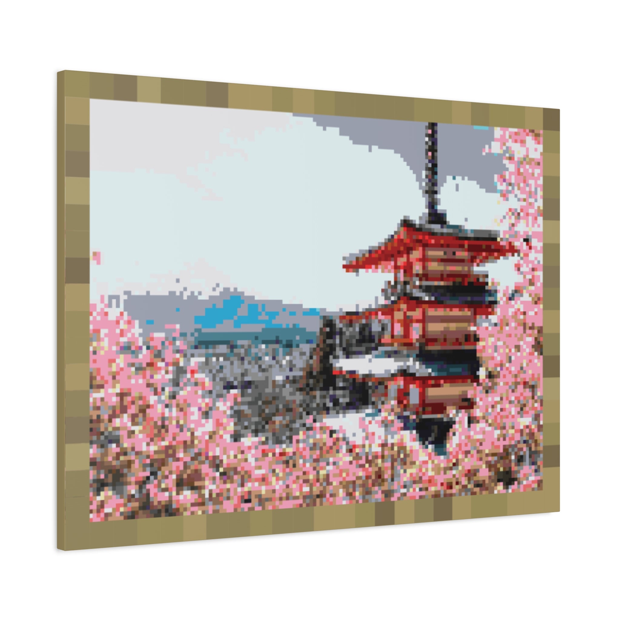Japanese Cherry Blossom Name Pixel-Style Matte Canvas Print