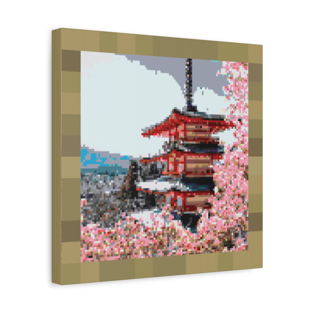 Japanese Cherry Blossom Name Pixel-Style Matte Canvas Print