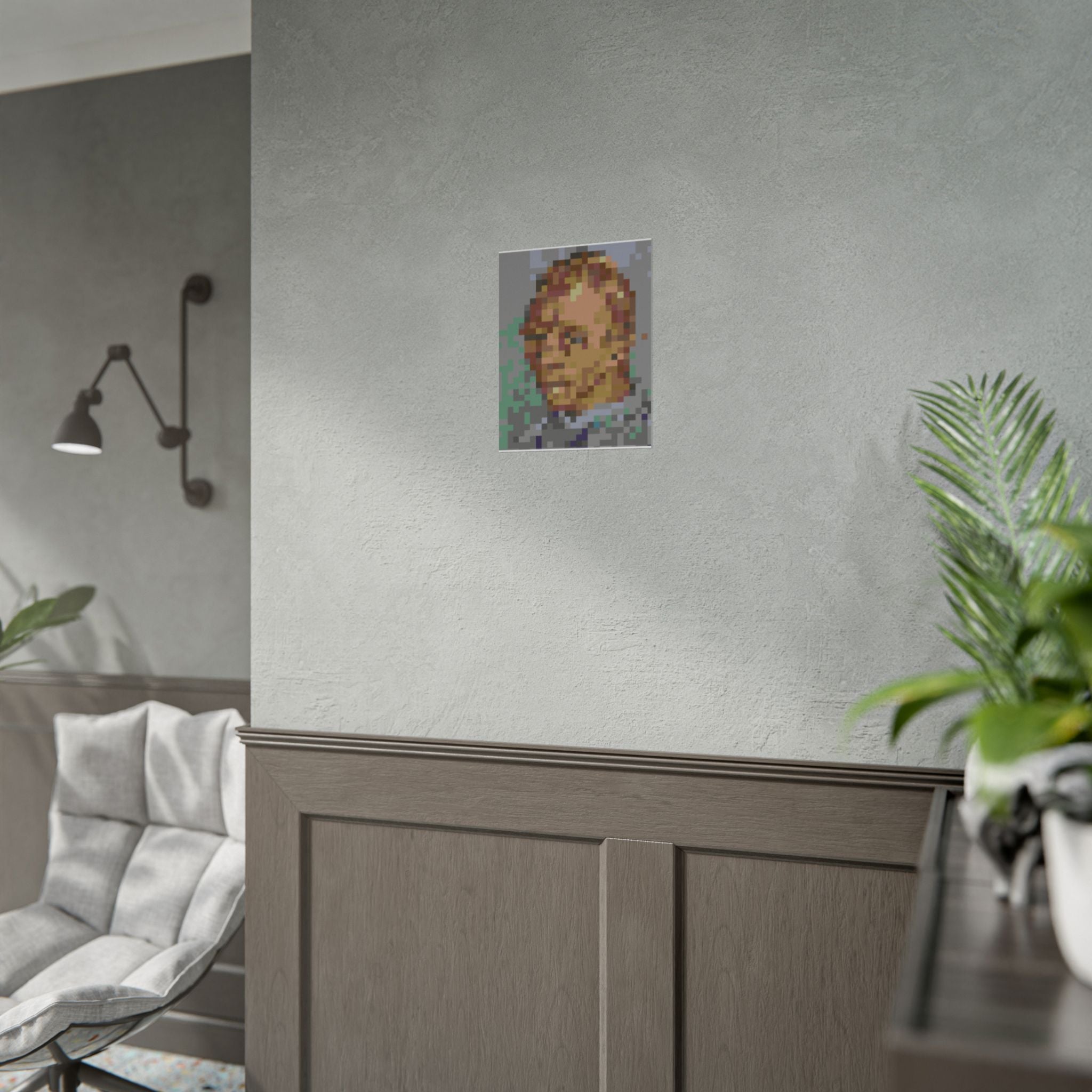 L'artiste Sans Barbe Pixel-Style Rolled Art Print