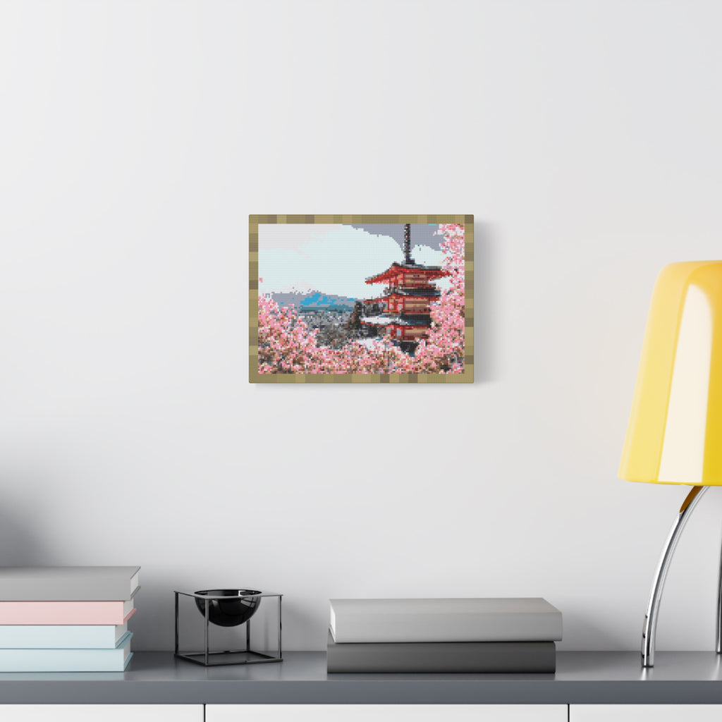 Japanese Cherry Blossom Name Pixel-Style Matte Canvas Print