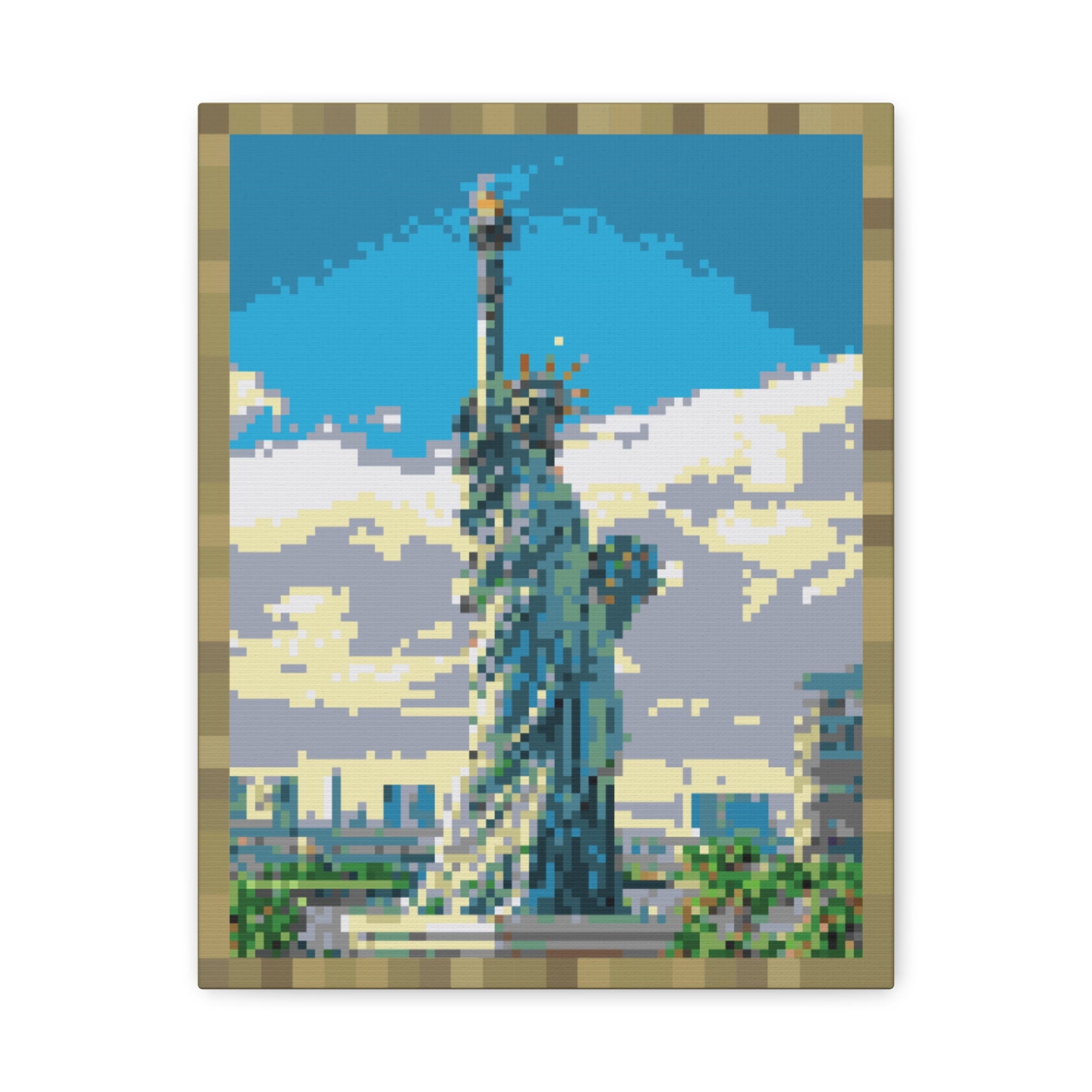 Statue of Liberty Pixel-Style Matte Canvas Print