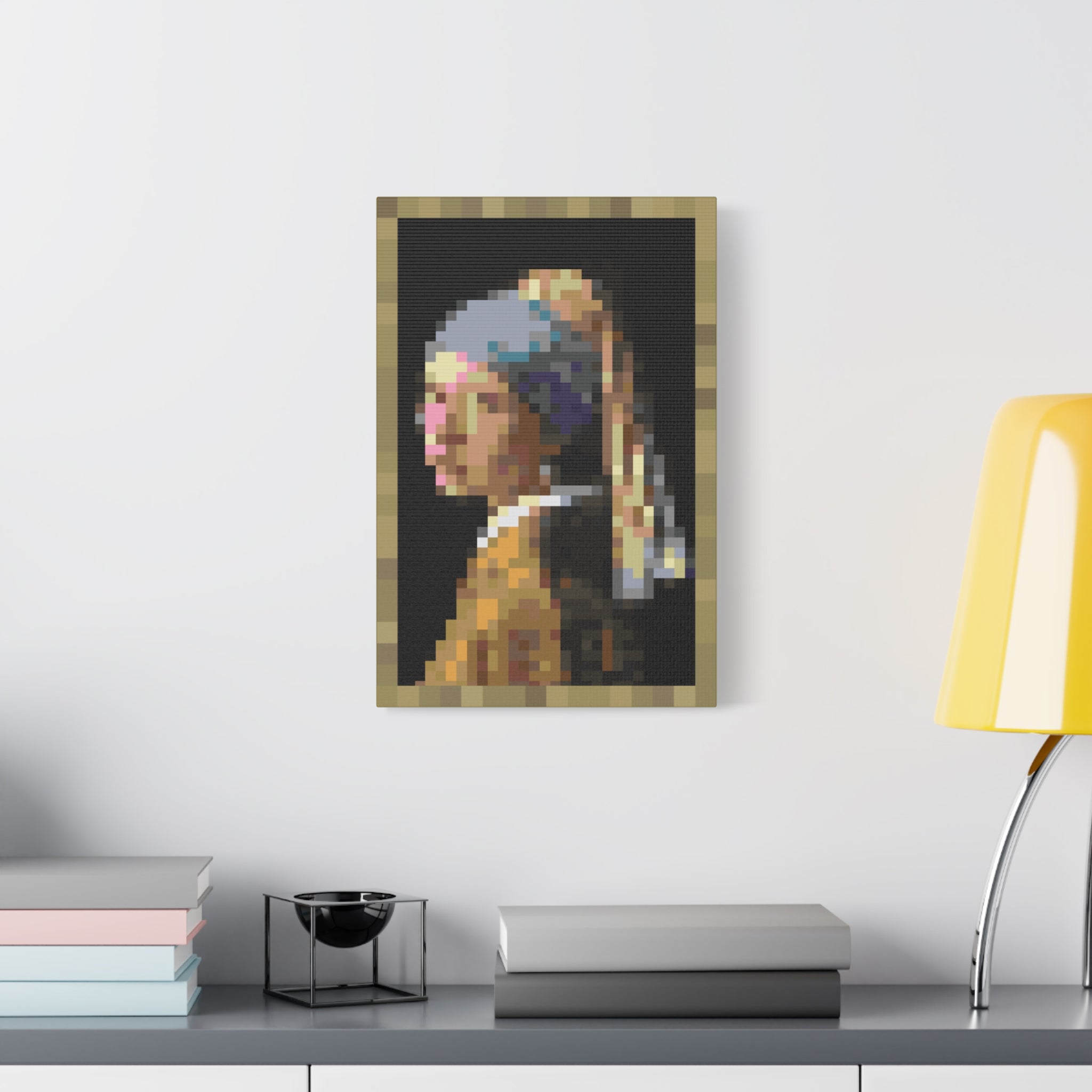 Girl with a Pearl Earring Pixel-Style Matte Canvas Print