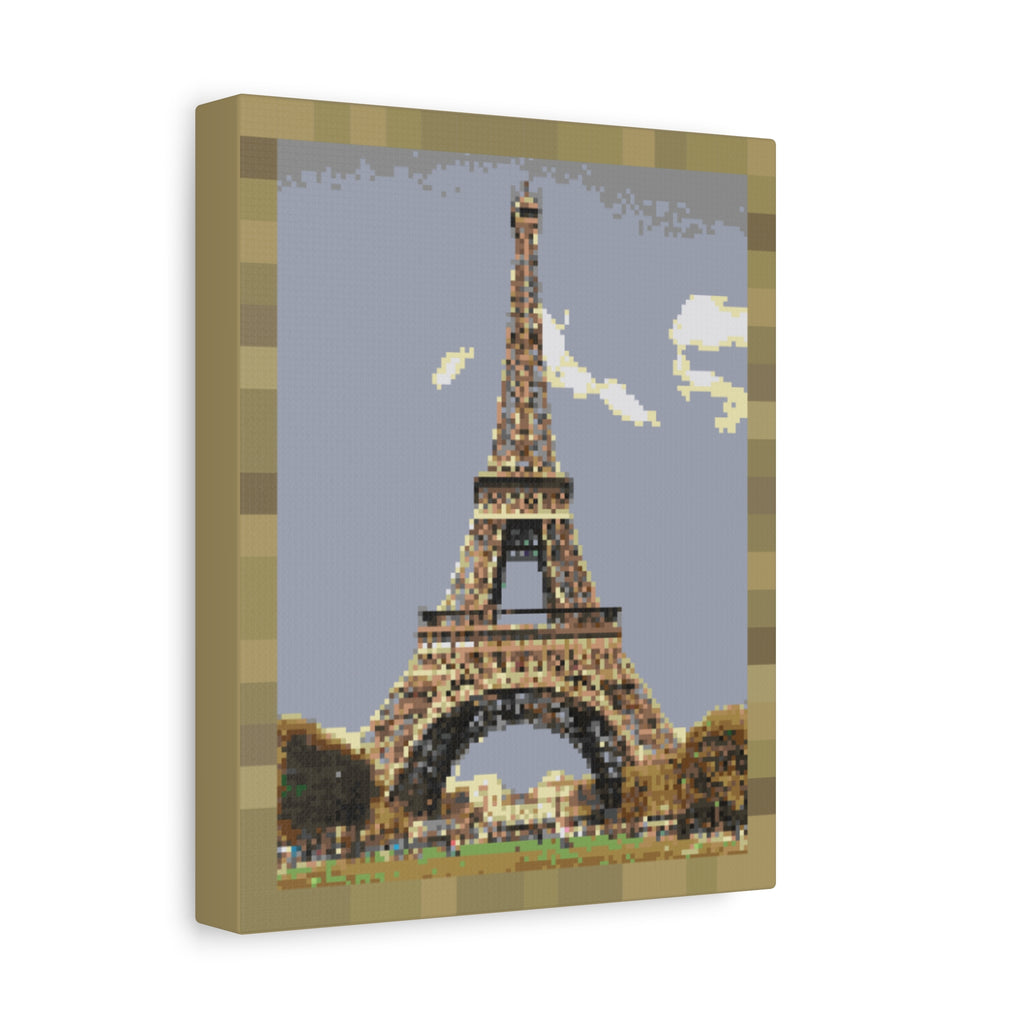 Eiffel Tower Pixel-Style Matte Canvas Print