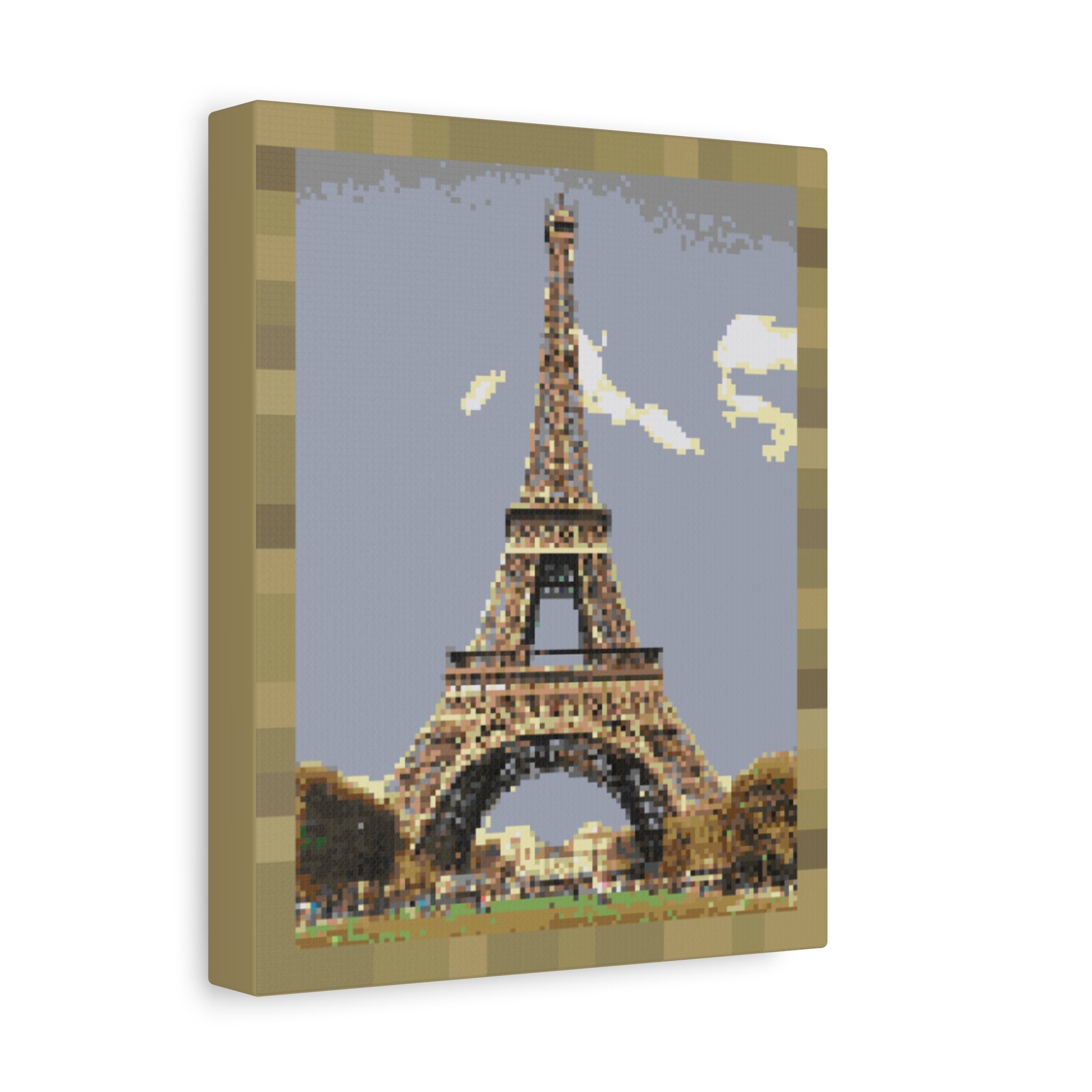 Eiffel Tower Pixel-Style Matte Canvas Print