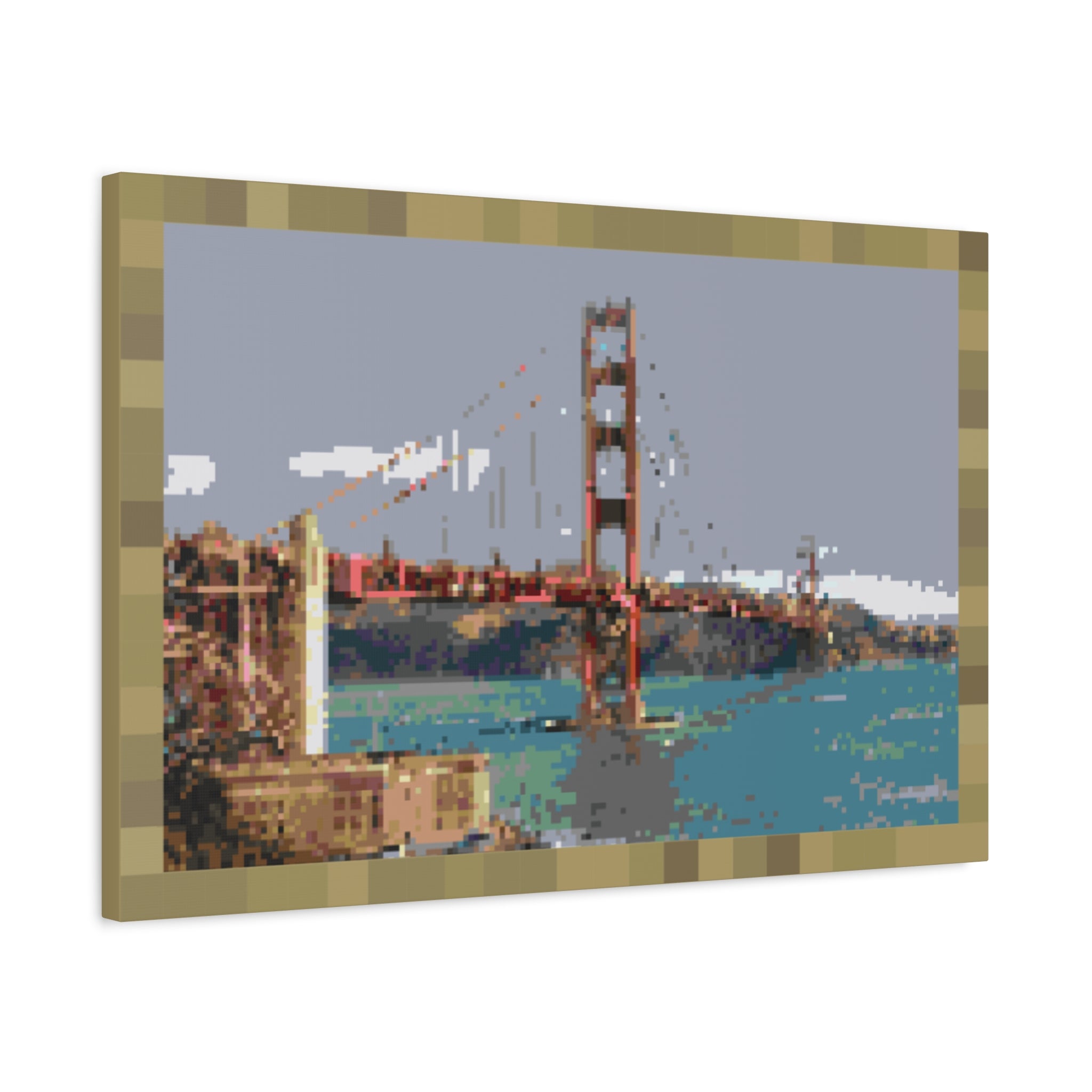 Golden Gate Bridge Pixel-Style Matte Canvas Print