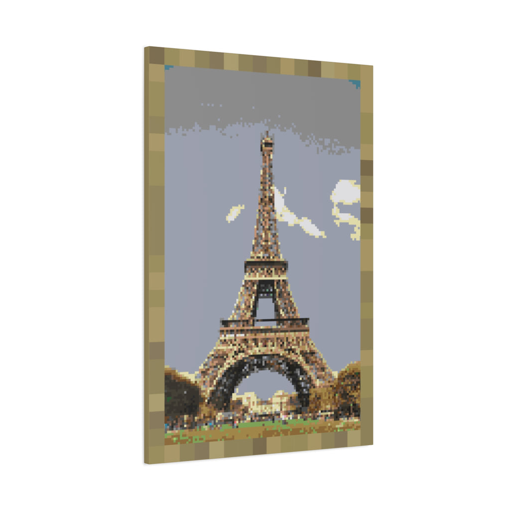 Eiffel Tower Pixel-Style Matte Canvas Print